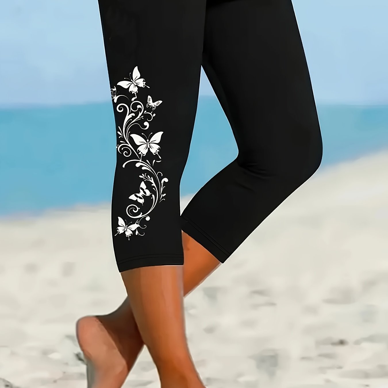 E-shop Damen 7/8 Hosen Leggings, Bedruckte Strumpfhose