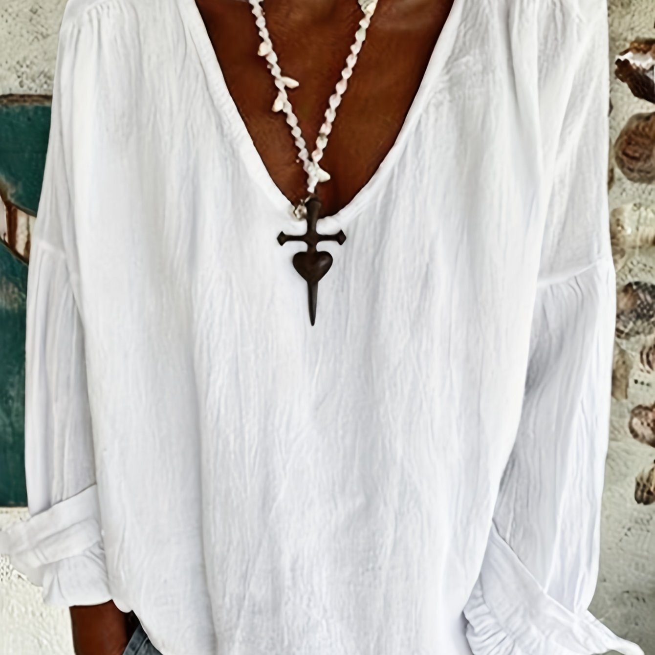 Relaxed Solid Color Long Sleeve Crew Neck Pullover