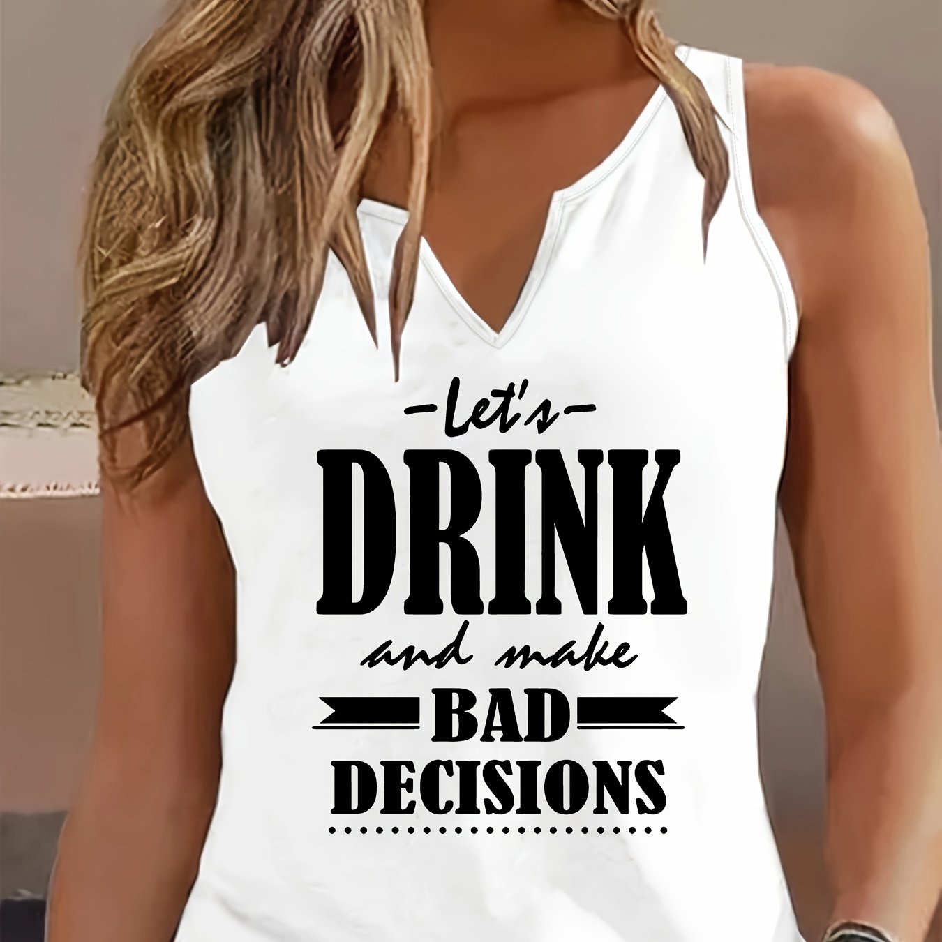 TEMU Plus Size - Plus Size - Plus Size Women's Summer -neck Tank Top With Casual Printed Design