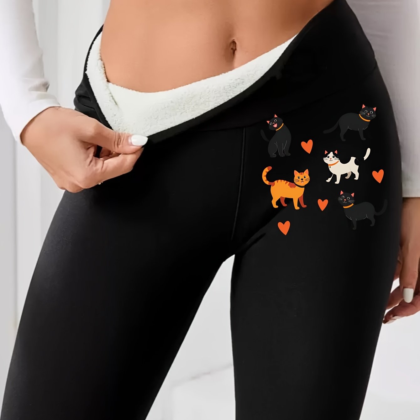TEMU Leggings a vita con stampa per fitness, foderate per il calore