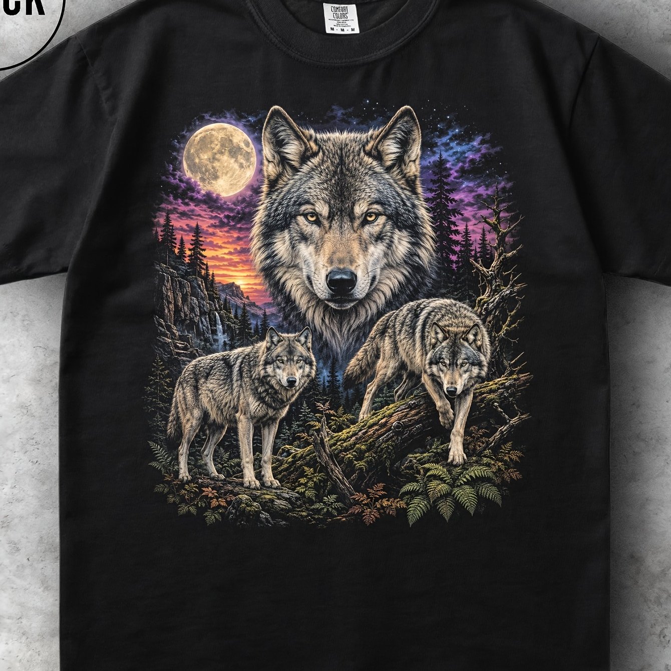 Image of Wolf Vintage Wildlife 90s Pc Wilderness Predator Husband Mens T Shirt Round Neck 180g Cotton Top