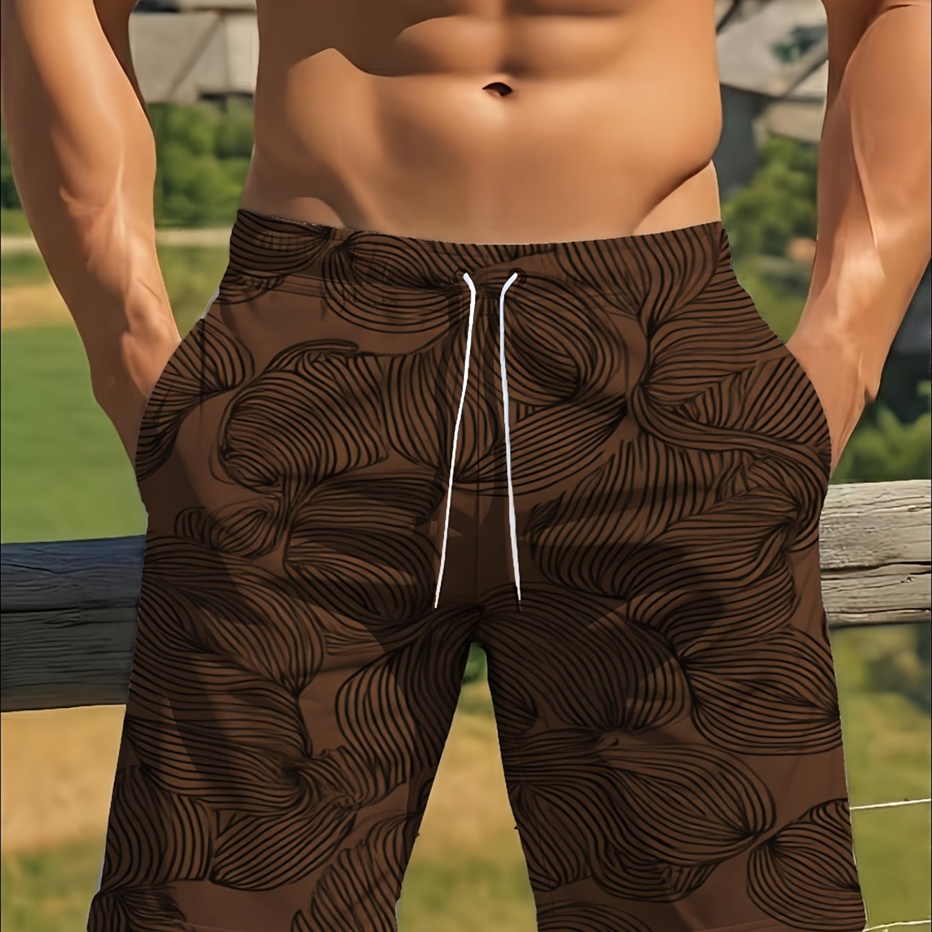 TEMU Men's Beach Shorts Pattern Quick Dry Summer Swim Trunks With Pockets For Beach Pool Vacation Surfing Swimming Casual Wear -printed Design - Not
