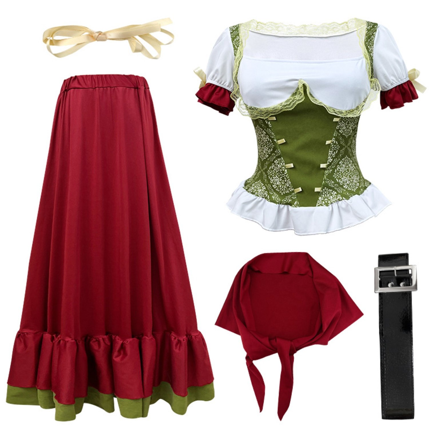 New Suit, Top + Skirt + Ribbon + Headdress Cosplay Role-playing, Suitable For Halloween, Stage Plays, Costume Parties, Theme Parties And Other Occasions