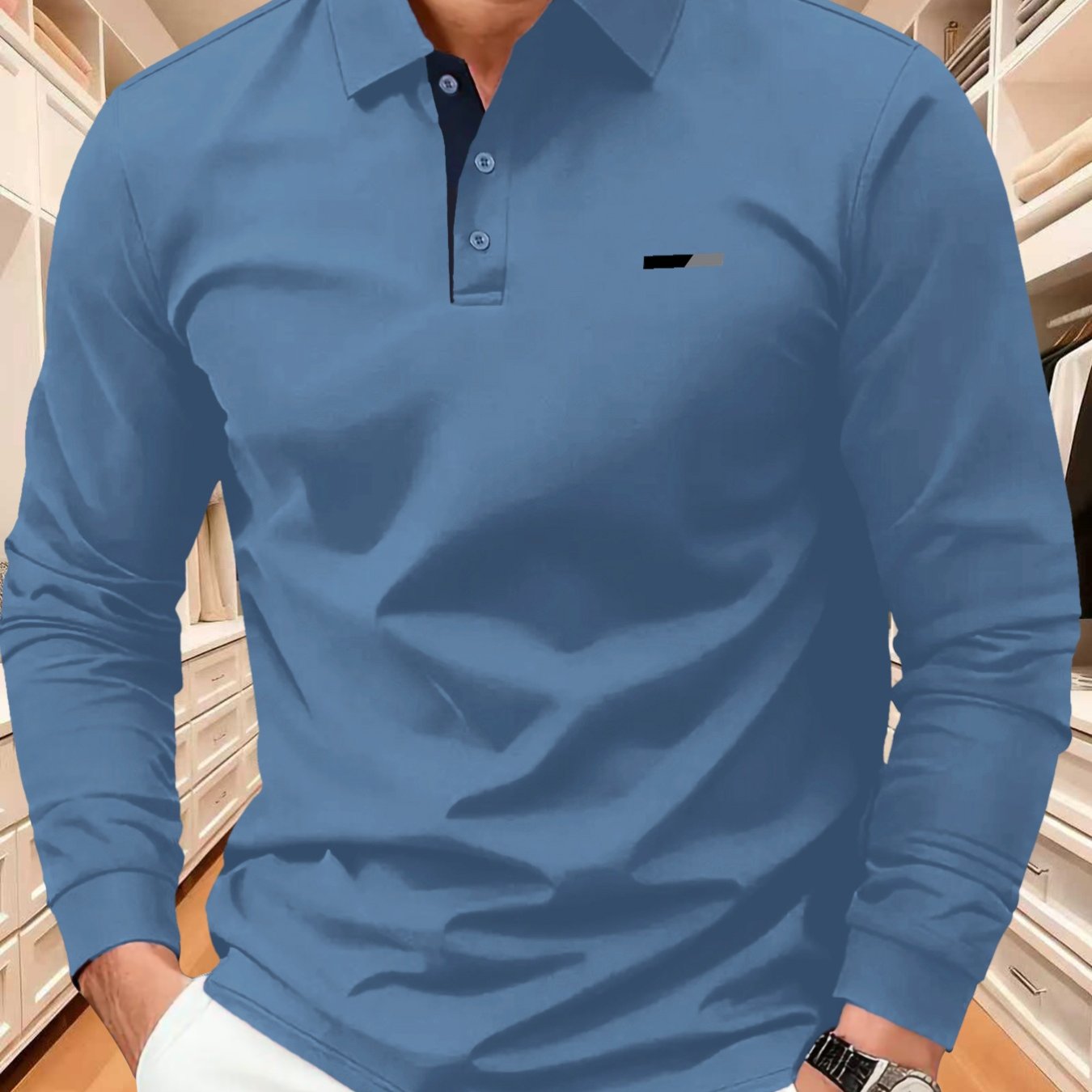 TEMU Men's Outdoor Straight-cut Shirt Featuring A Geometric Striped Pattern, Designed With A Color-blocking Stretch For A High-end , Perfect For