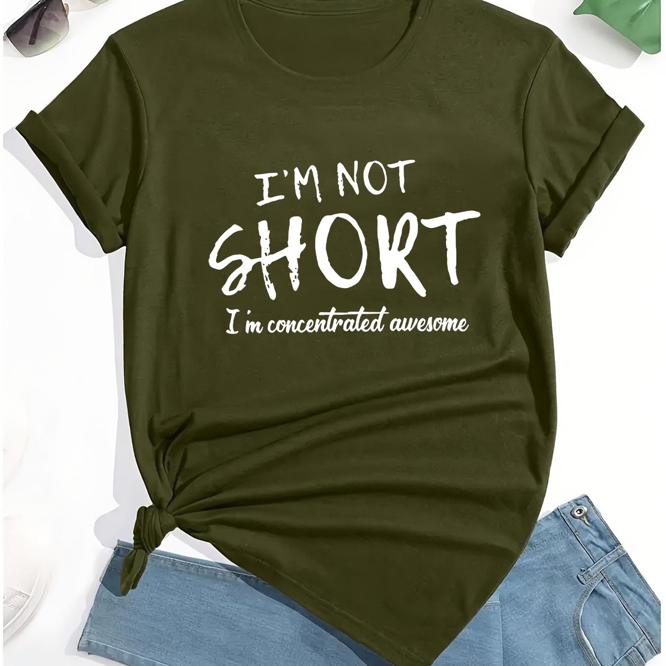 TEMU 1pc Stylish Women's Round Neck Short Sleeve T-shirt Made Of, Series For Featuring A 