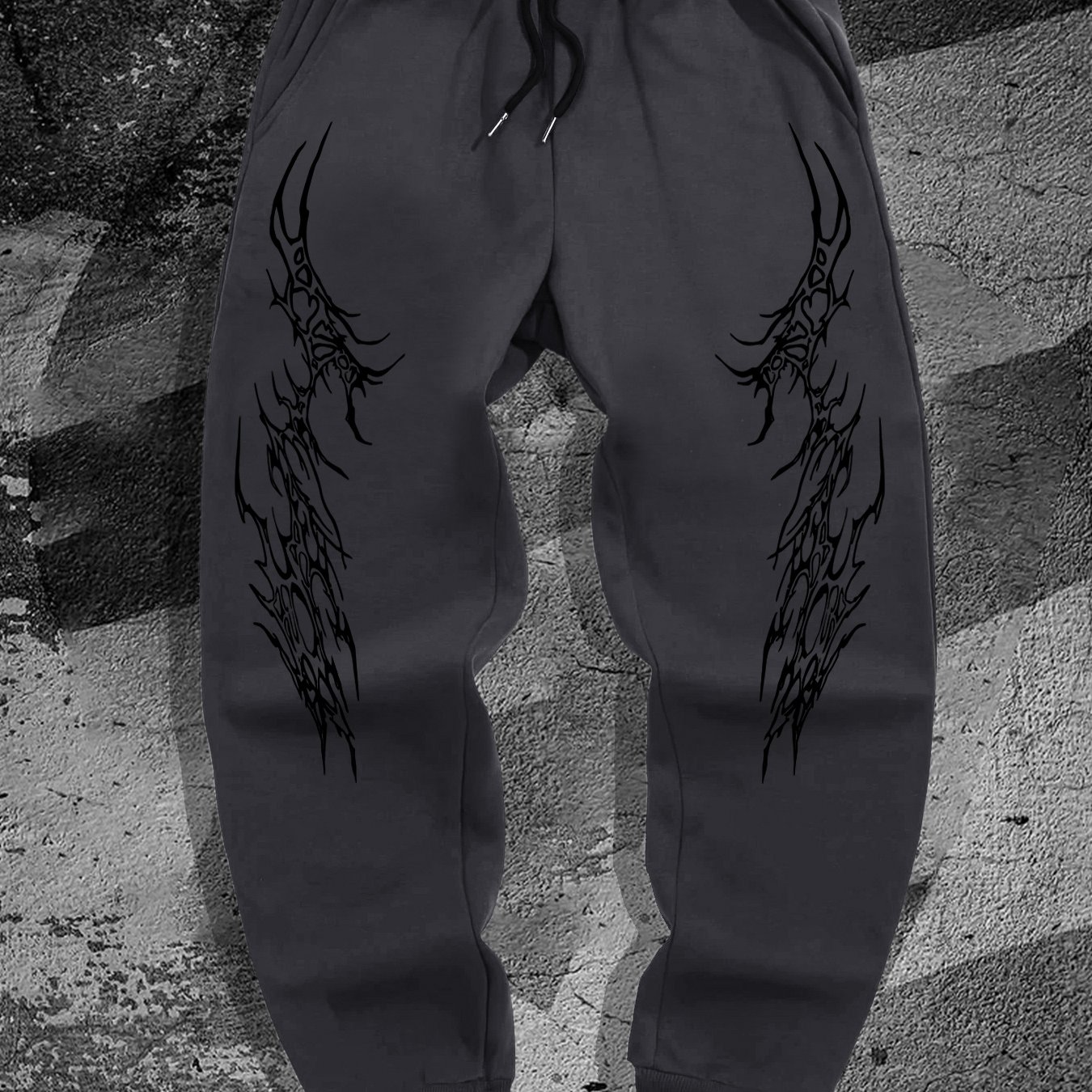 TEMU Men's Gothic Style Jogger Pants - Casual Athletic Track Pants With Elastic Waist & Hem, Geometric Gothic Patterns Suitable For Gym,, Casual