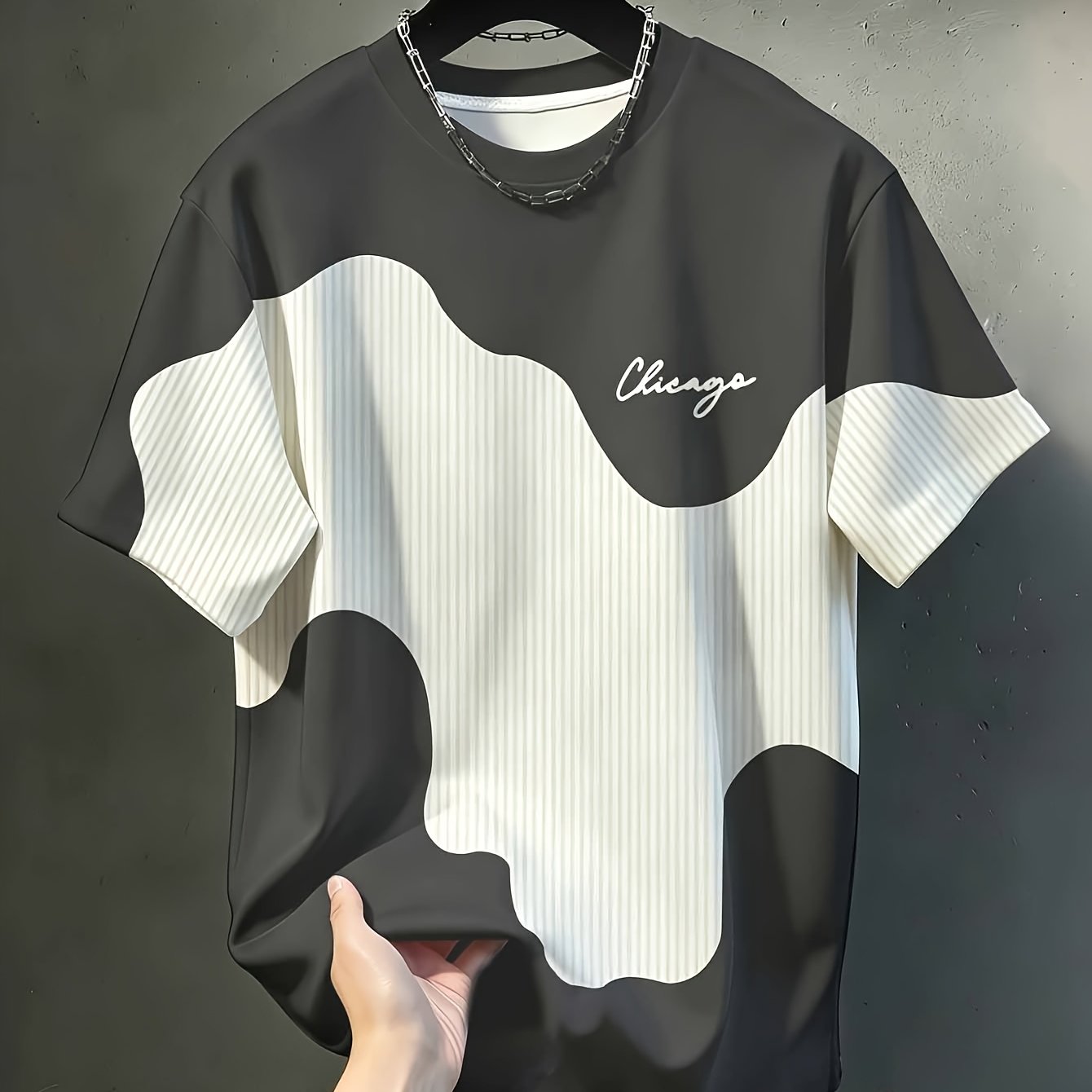 TEMU Men's Plus Size Printed T-shirt, Summer Short Sleeve Crew Neck Top With Fashionable Pattern Print, Business Trendy Holiday Street Style Top