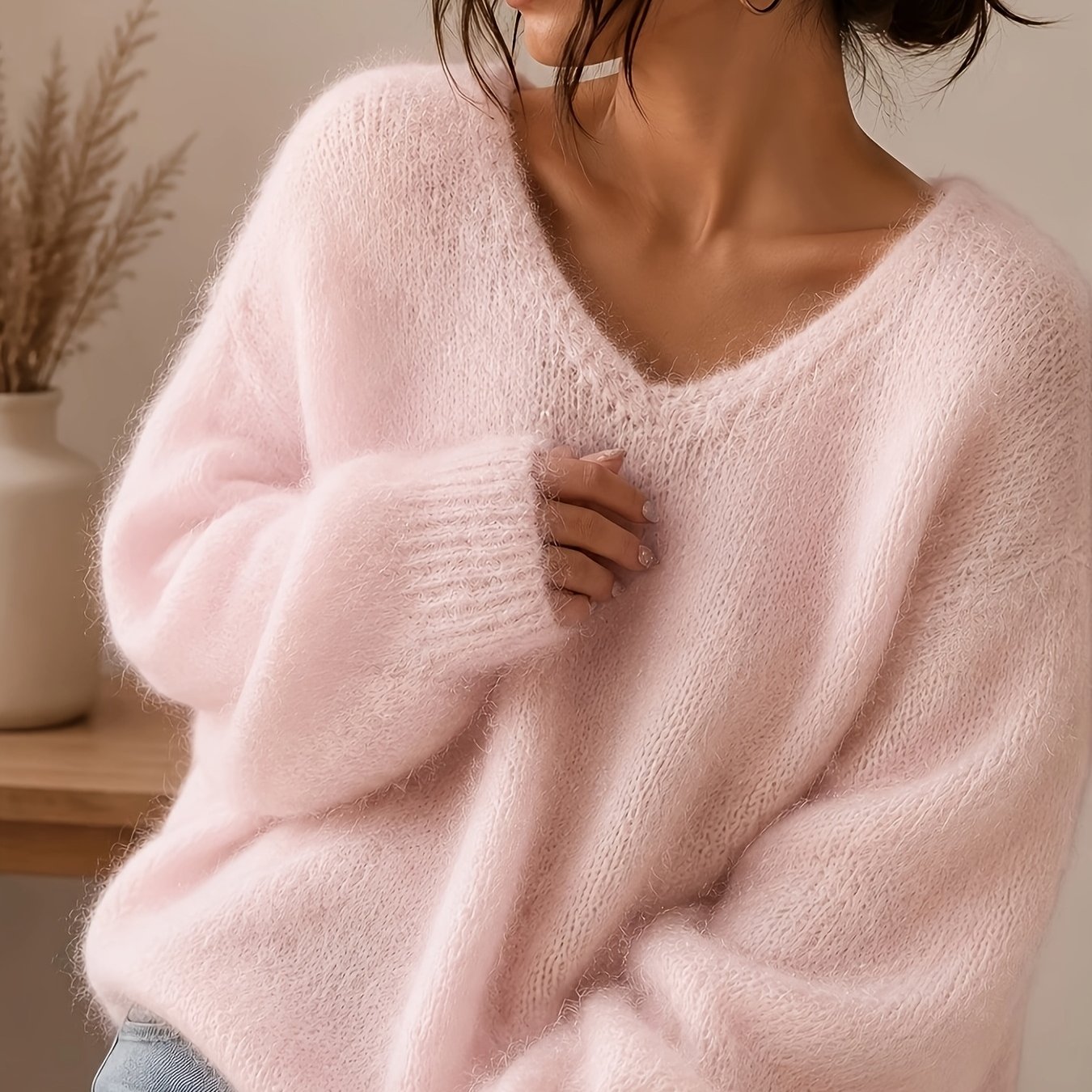 TEMU Pull en peluche pour femmes, pull chaud, et à manches longues, haut confortable et tendance pour et l'hiver