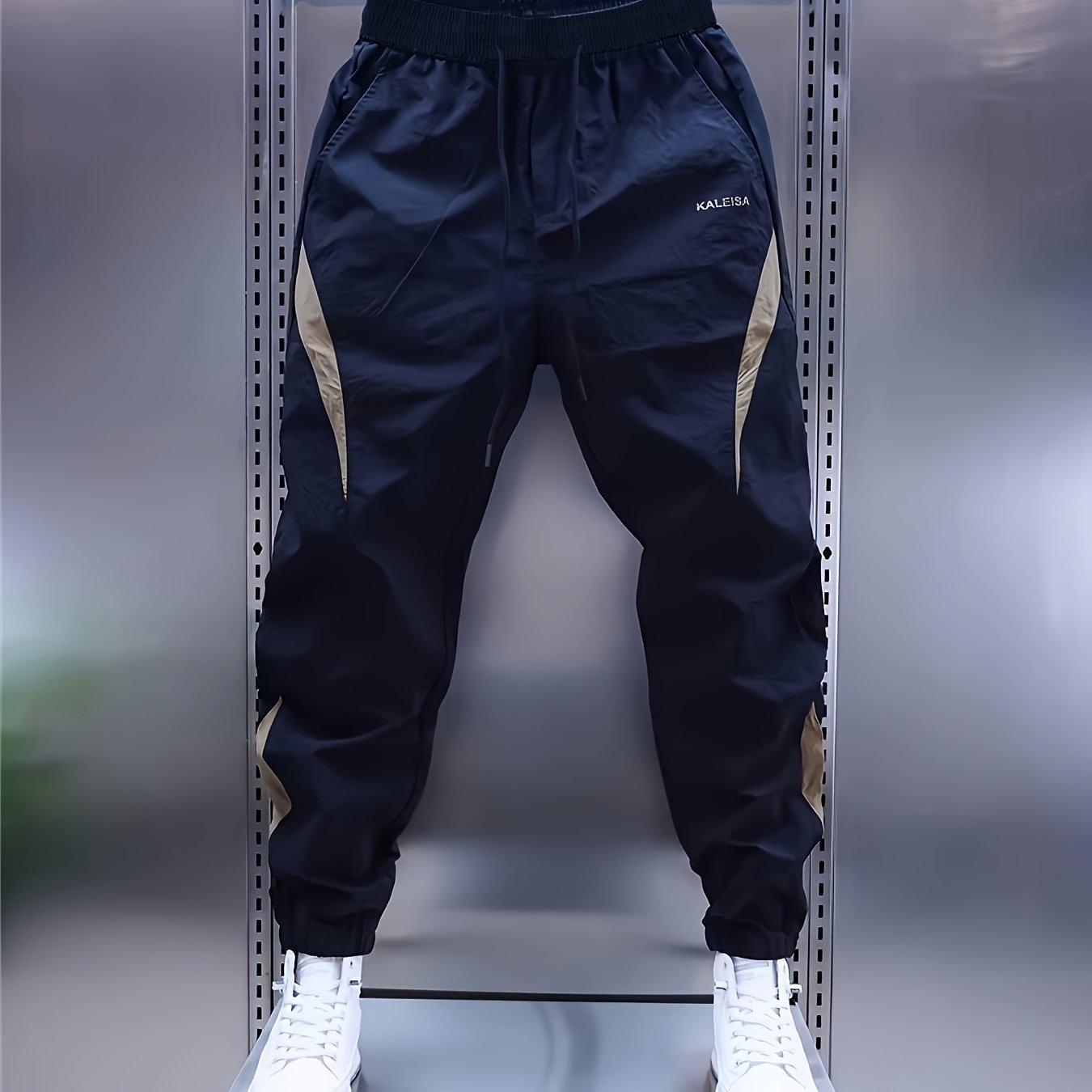 TEMU Men's Quick-dry Spliced Casual Cargo Pants, Summer Lightweight Breathable Elastic Waist Joggers, Loose Fit Versatile Sweatpants For Outdoor