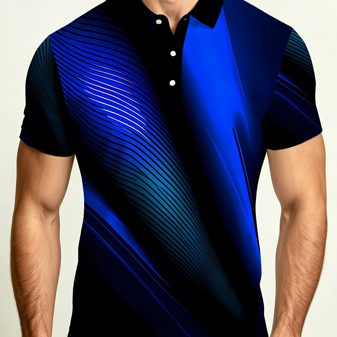 TEMU Men's Outdoor Shirt With Futuristic Blue-black , In Multiple Sizes/colors, Stylish , Suitable For Hiking And Outdoor Leisure