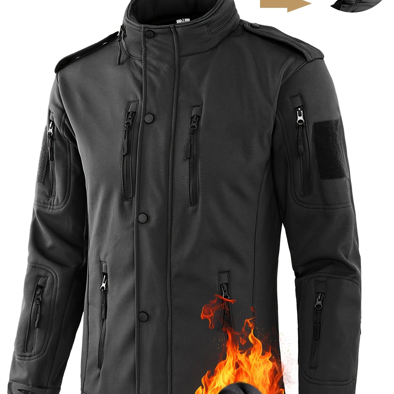 Men's Tactical Fleece Jacket, Windproof Soft Shell Outdoor Hoodie
