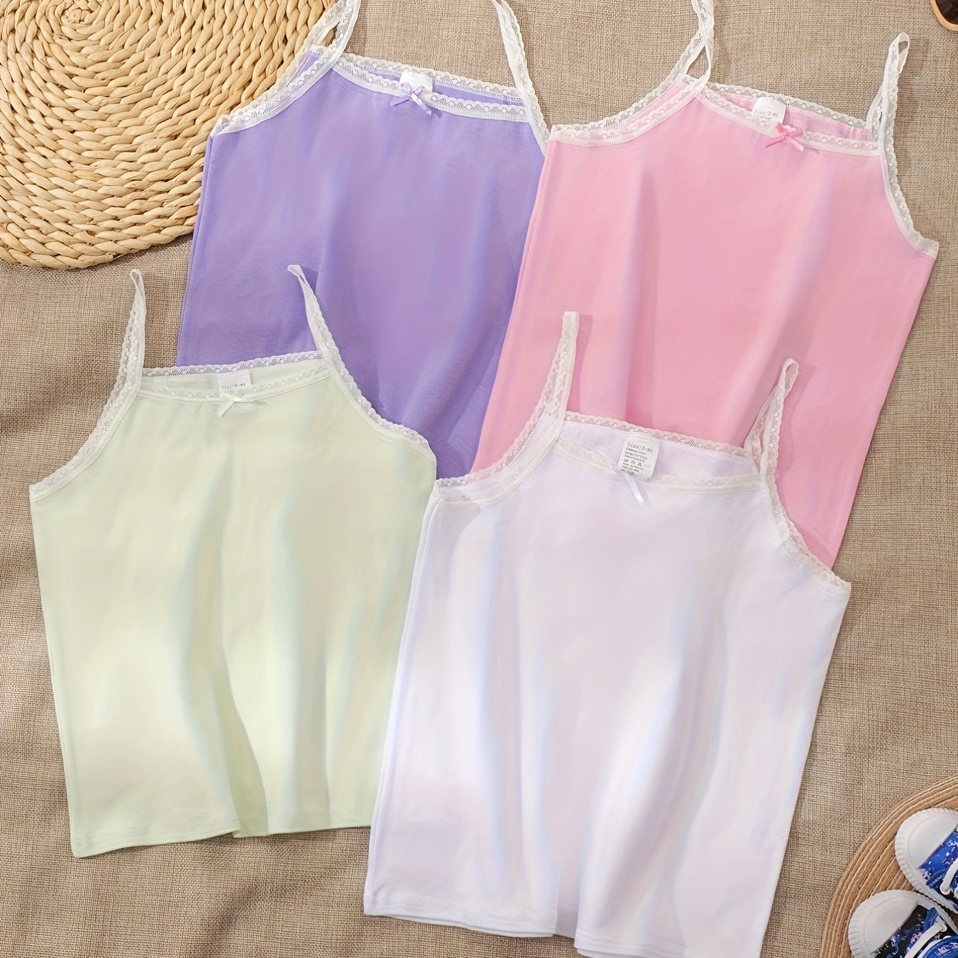4 Lace Camisole Tops For Girls With Elegant Bows And Straps