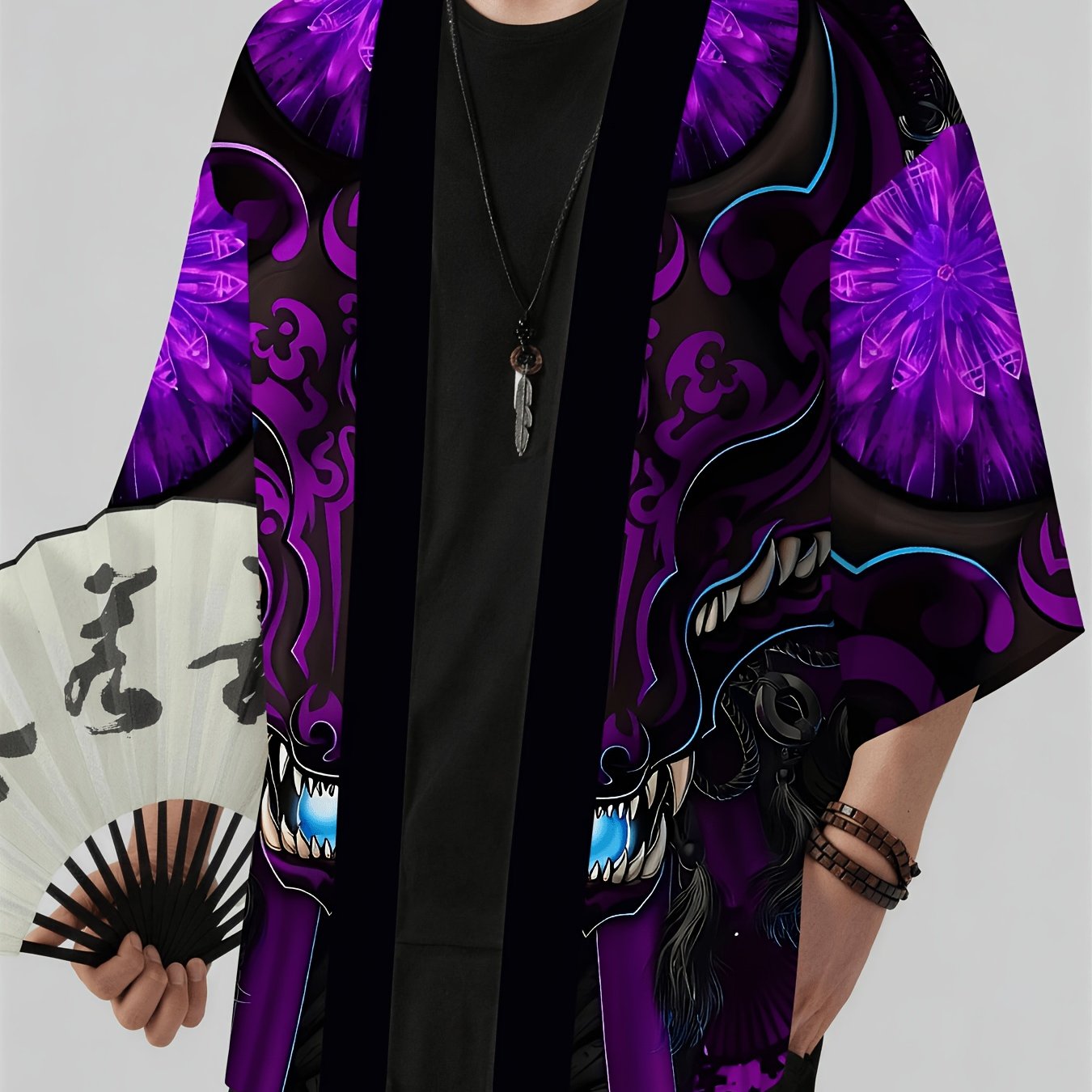 TEMU Printed Design â Non-textured Kimono Cardigan, Regular Style - Ideal Gift, Comfortable Outerwear