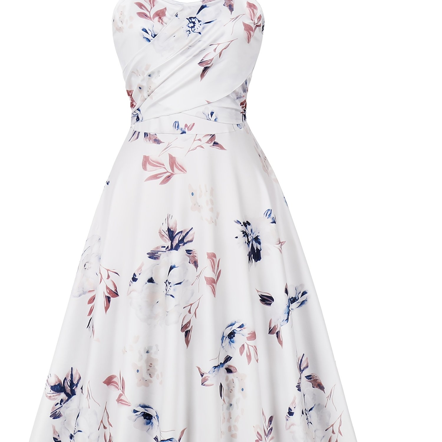 A-line Fashionable And Elegant Suspender White Printed Dress Spring/summer Style