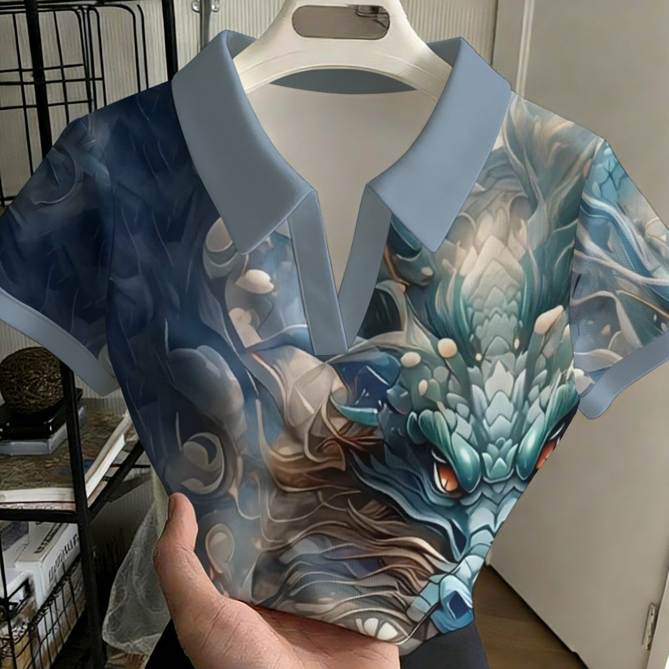 TEMU Women's Stylish And Versatile Buttonless Shirt Cg Artwork Mythical Creature Mythology Dragon Graphic Design Graphics Art Fashionable Versatile