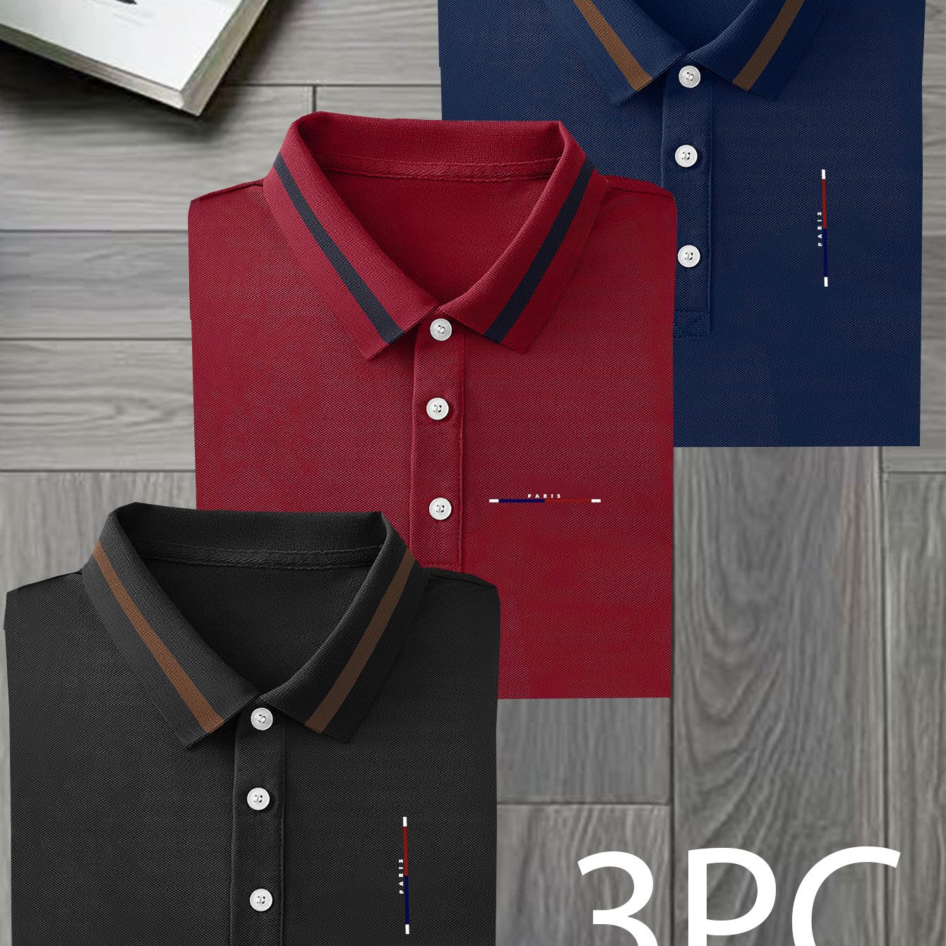 TEMU 3pcs Men's Multi-pc Shirts - Short-sleeve Color-blocking Collar & Button Tops, Business Casual Suitable For Outdoor, Office, Commuting -