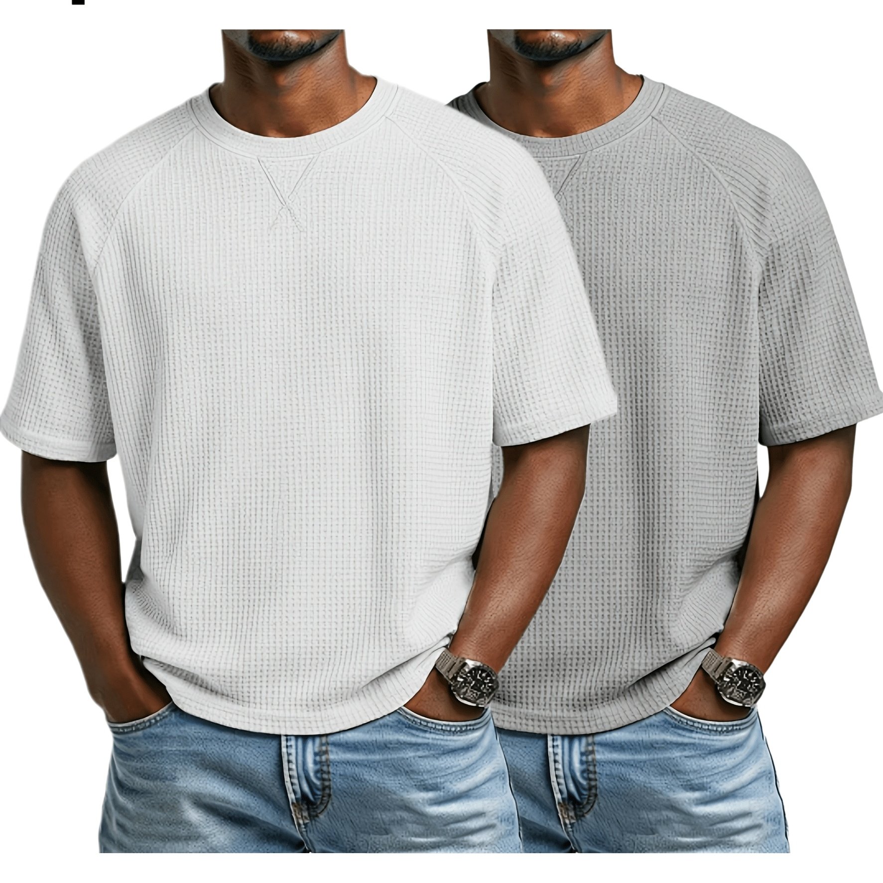 TEMU 2pcs Summer 's Short Sleeves, Fashionable Waffle Knit Raglan Sleeves Crew Neck, Men's Short Sleeve T-shirt, A Must-have For Holiday Gifts, , And