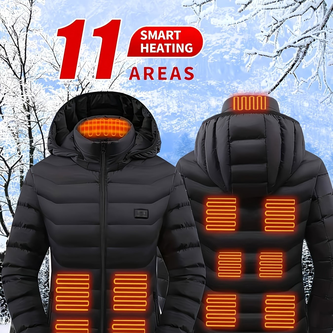 TEMU Women's Heated Jacket, Long Sleeved Clothing, Usb Electric Heated Jacket With 3 Levels, 2 Switch Controls, And 11 Zones, Suitable For Outdoor