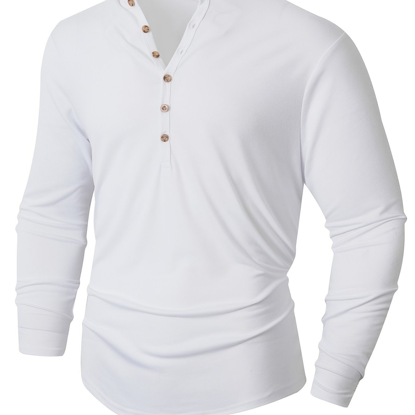 TEMU Kj-p021 Men's Plus Size Summer Crew Neck Button Long Sleeve Sports Fitness Multicolor Base Shirt T-shirt