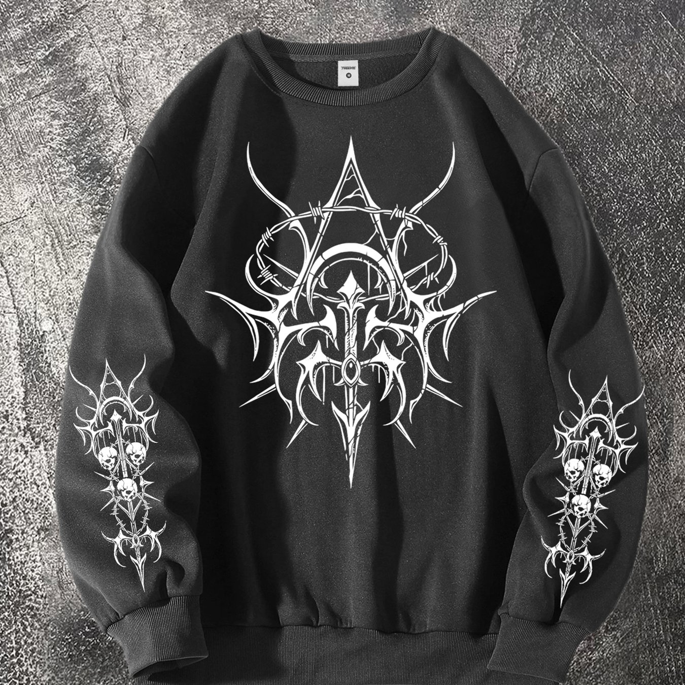 TEMU Men's Original Gothic Dark Style Sweatshirt, Fashionable Streetwear Zip-up Hoodie For Casual Occasions - New