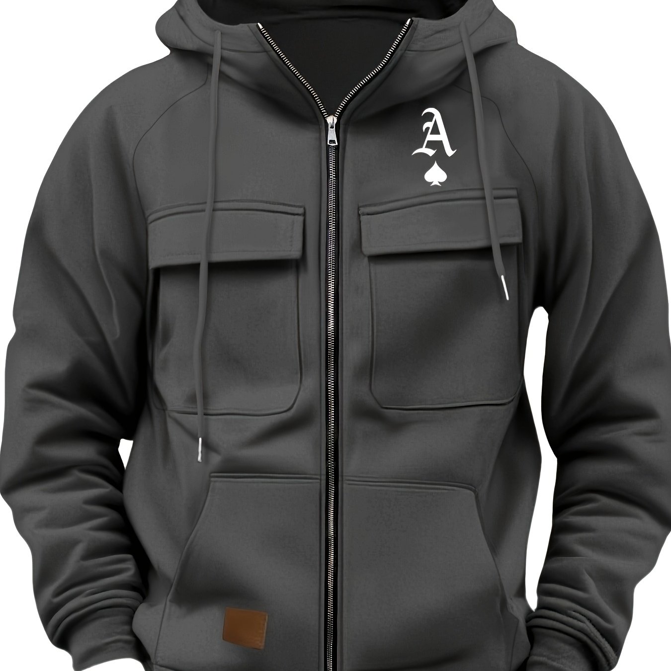 TEMU 2025 New Autumn/winter Long Sleeve Zipper Pocket Hooded Zip-up Sweatshirt, Soft And Comfortable Long Sleeve, Fashionable Casual And Comfortable
