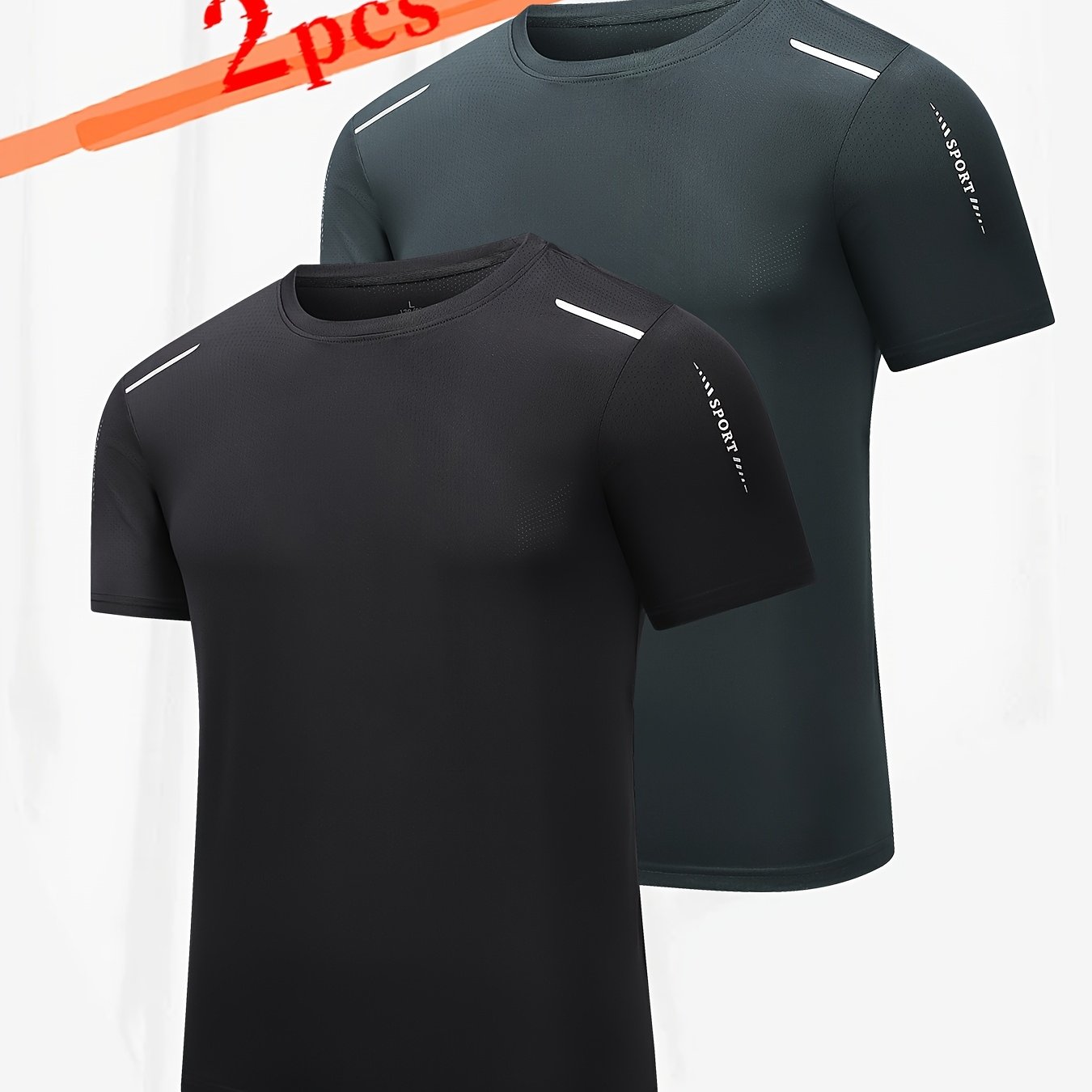 TEMU 2pcs Of Summer Men's Quick-dry Short-sleeve - Stylish And Breathable Sports T-shirt, Comfortable For Gym And Running Activities