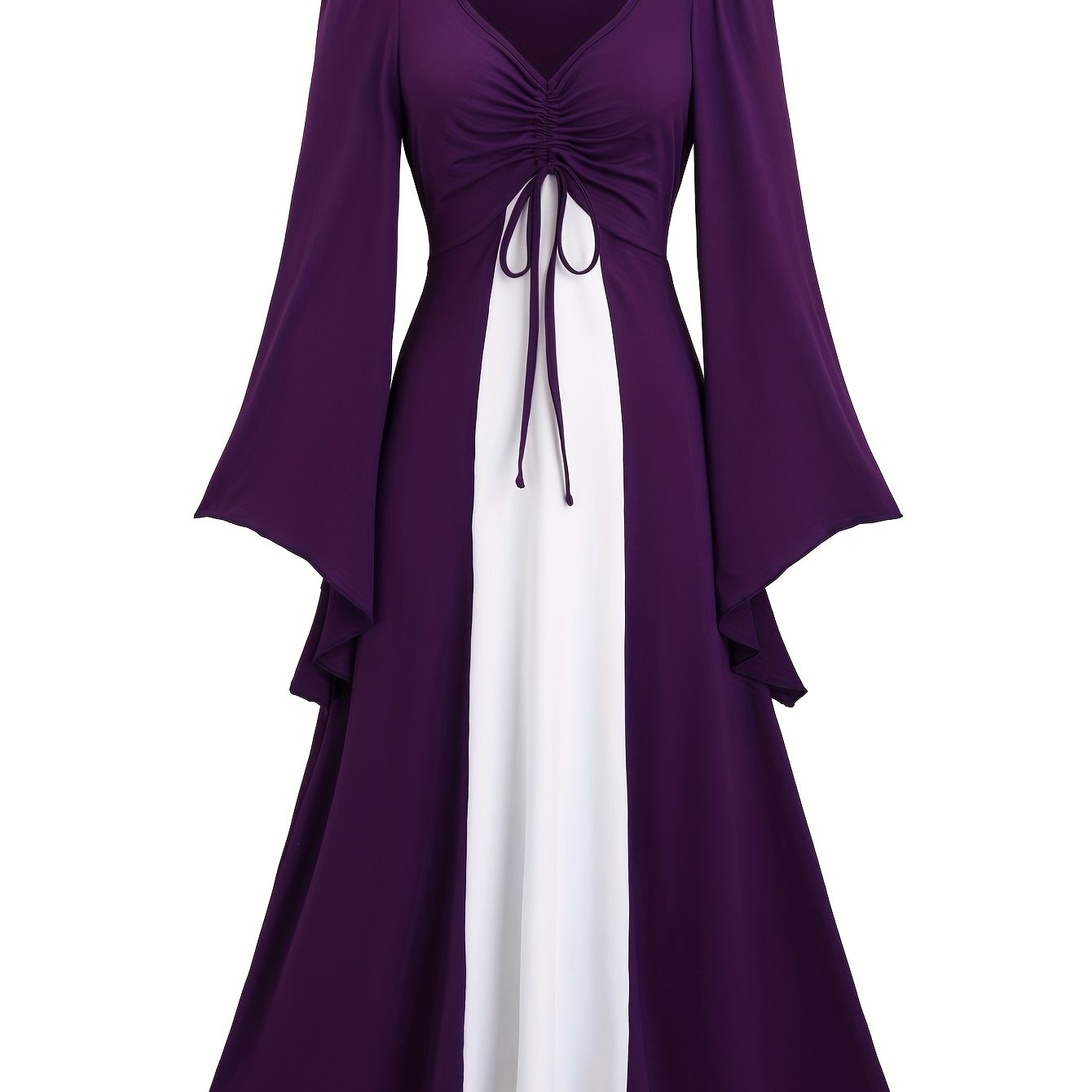 Robe Décontractée Rétro à Col et Bretelles avec Cordon de Serrage, Épaules Dénudées et de Couleur: retailer-supplied image