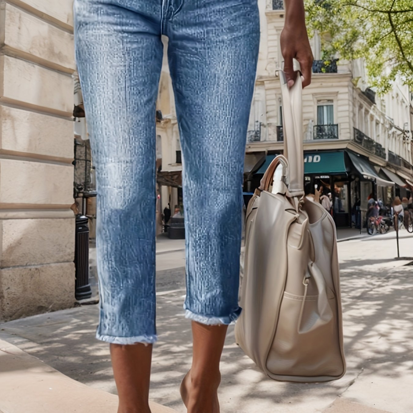 TEMU Women's Casual Skinny Jeans Elastic High-waisted Jeans