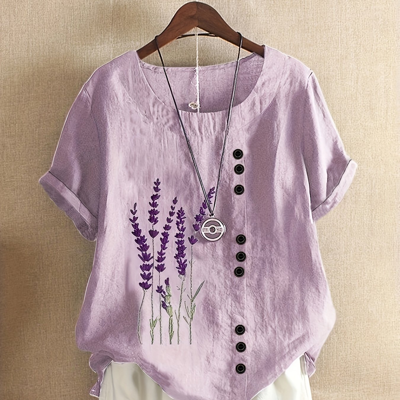 Plus Size - Plus Size - Plus Size Shirt, New Plus Size Casual Loose Printed Short-sleeved Pullover Shirt, Women's Clothing