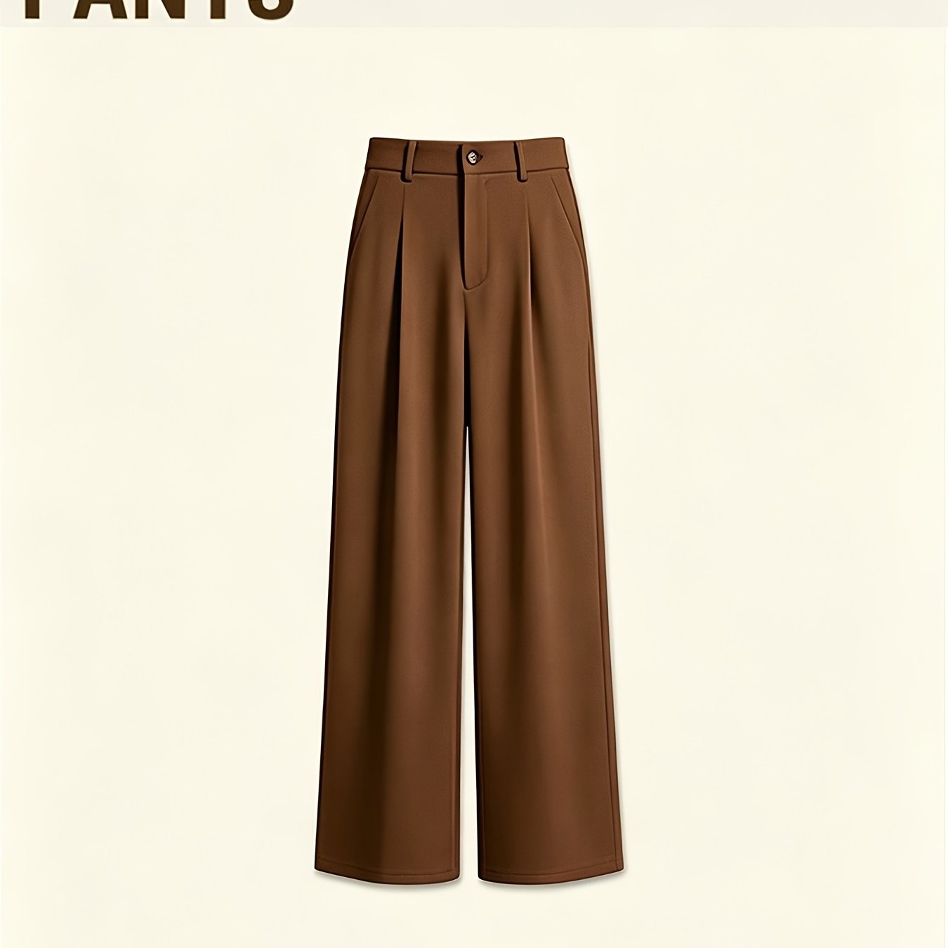 Elegant Women's High-waist Front Pleated Wide-leg Trousers, Soft Smooth Draped Loose Suit Pants, Smart Casual Formal Straight-leg Trousers For Women, Beige And Brown Optional
