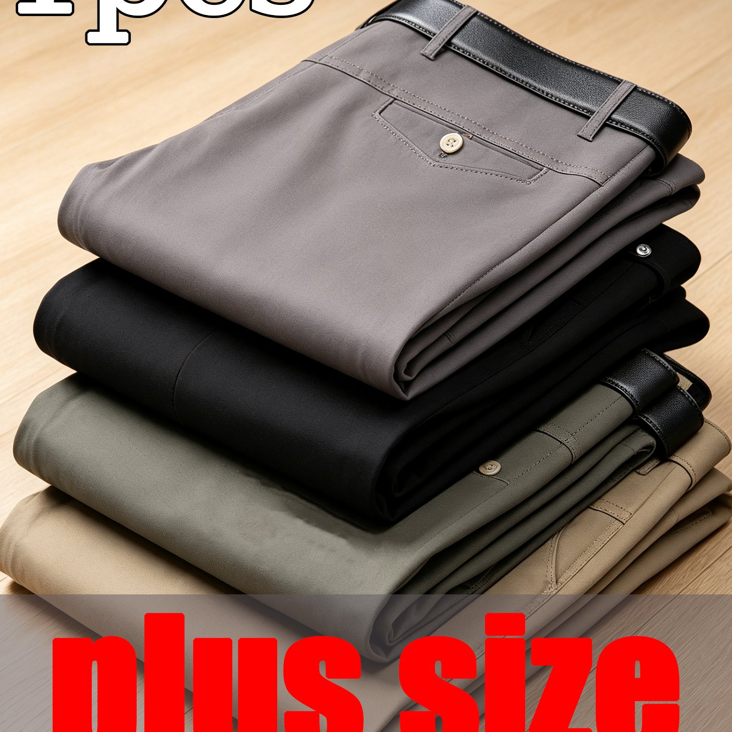 | 1pc Big & Tall Men's Stretch Business Dress Pants, Wrinkle Resistant, Breathable & Durable, Non-deform Straight Leg Trousers. Ideal For Business Meetings, Golf, Daily Dating, Plus Size