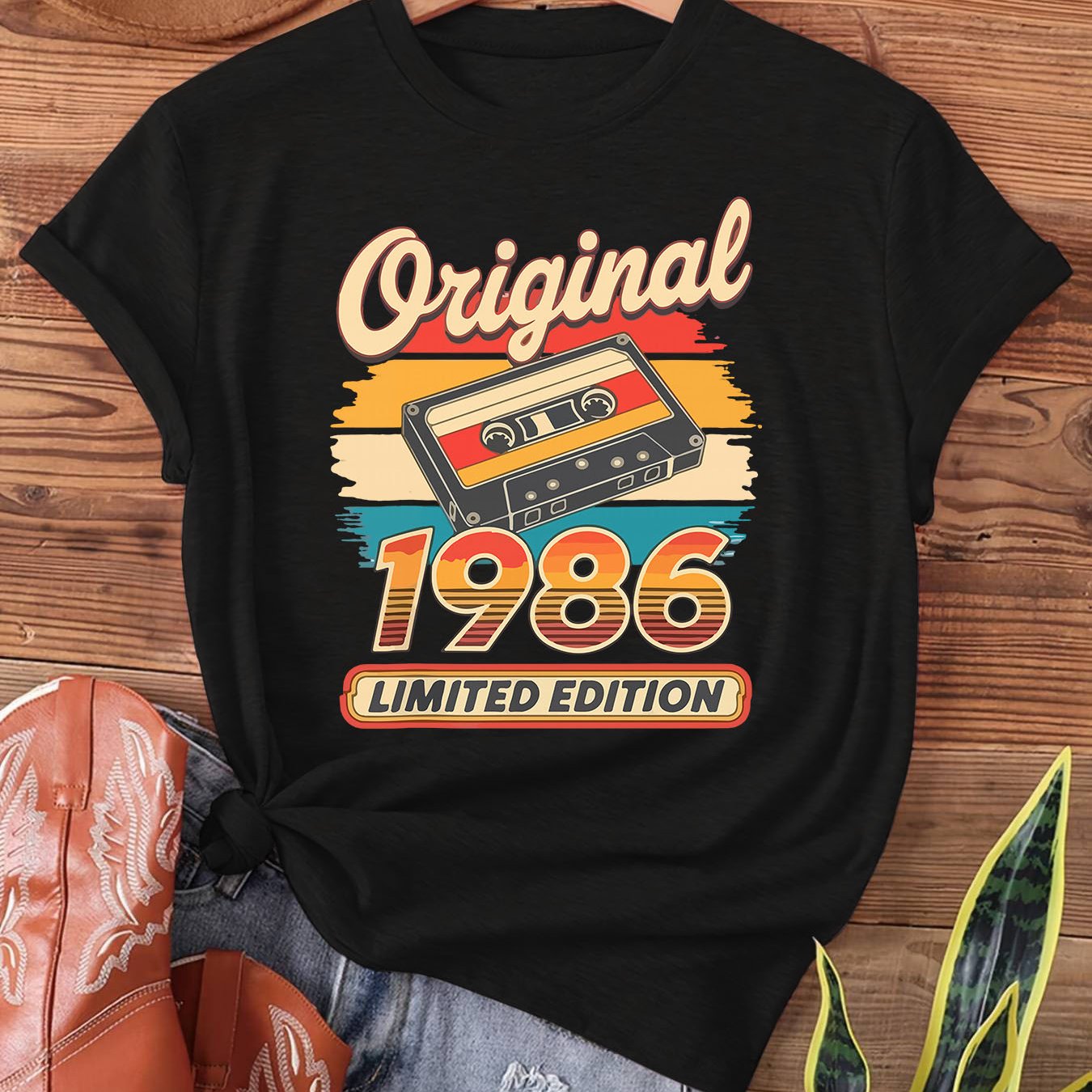 TEMU 1986 40th Birthday Print T-shirt, Short Sleeve Crew Neck Casual Top For Summer & Spring, Women's Clothing