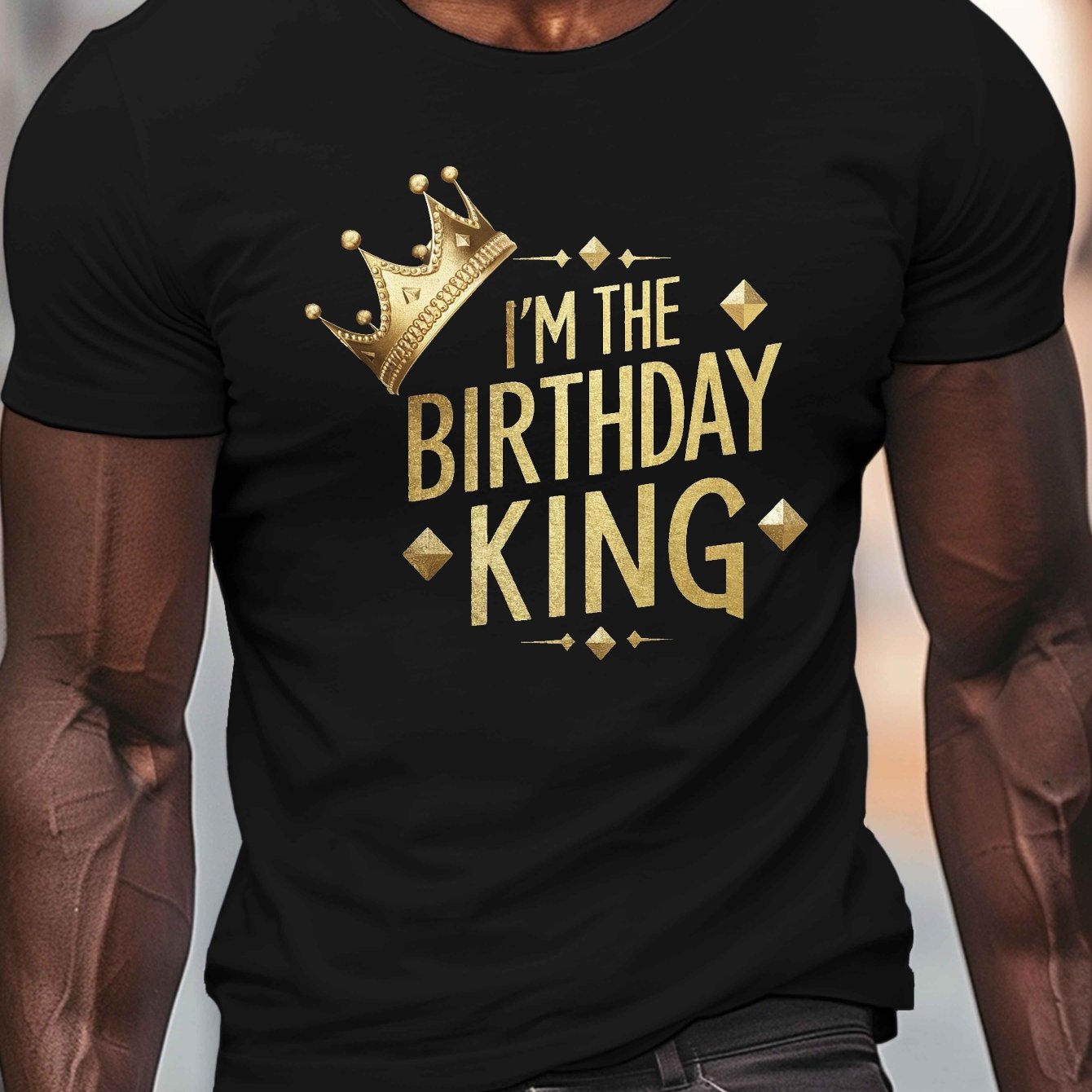 TEMU Crown Celebration I M The Birthday , Men's Round Crew Neck Short Sleeve Tee, Casual T-shirtcasual Comfy Lightweight Top For Summer