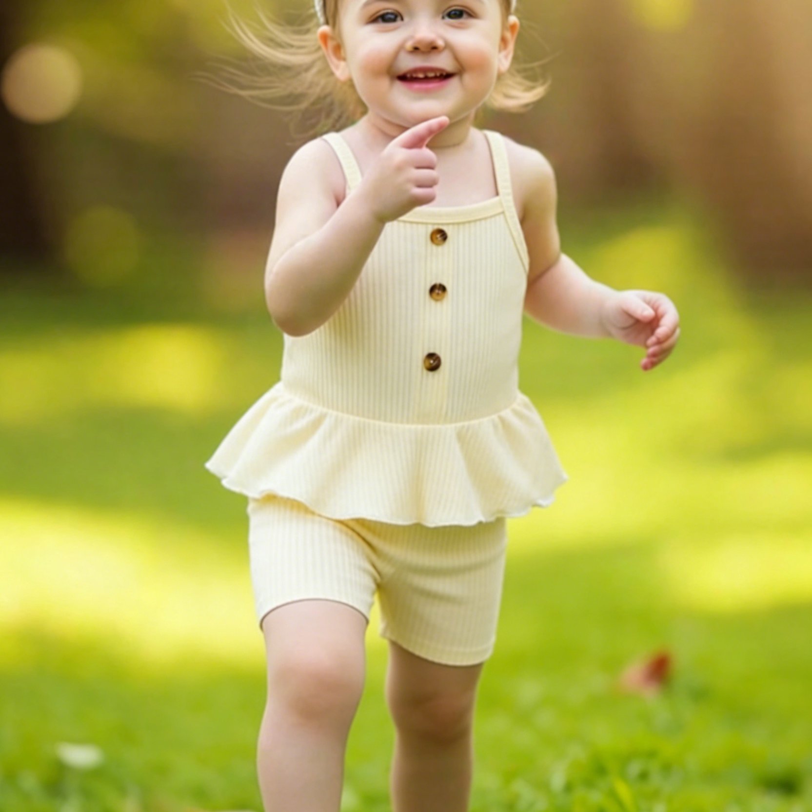 Image of Two-piece Set For Girls, Fashionable Casual Solid Color Knitted Breathable Suspenders Top And Shorts, Perfect For Outdoor