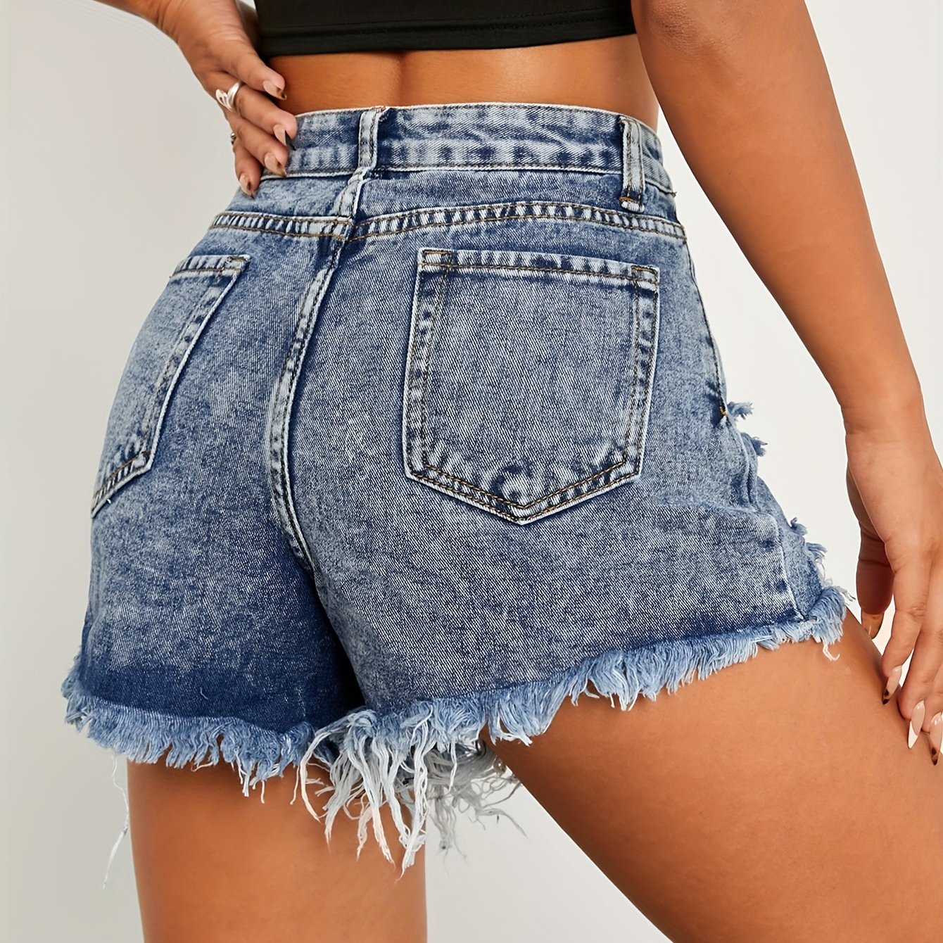 Fashionable And Sexy Ripped Casual Women's Denim Shorts