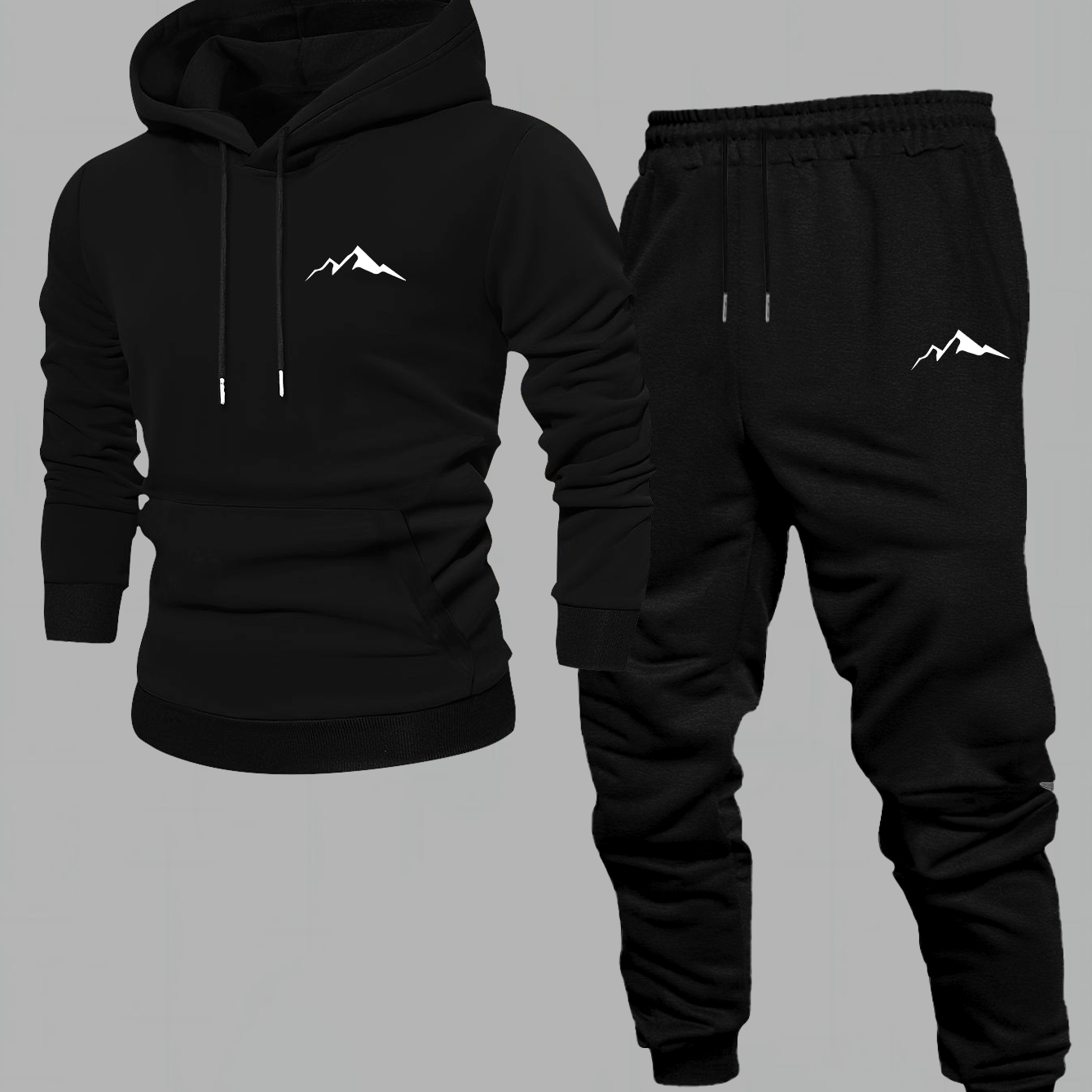 TEMU Mountain Cartoon Print Men's Hoodie And Long Pants Two-piece Set Autumn/winter Casual Sweatshirt With Trousers Fashion Clothing