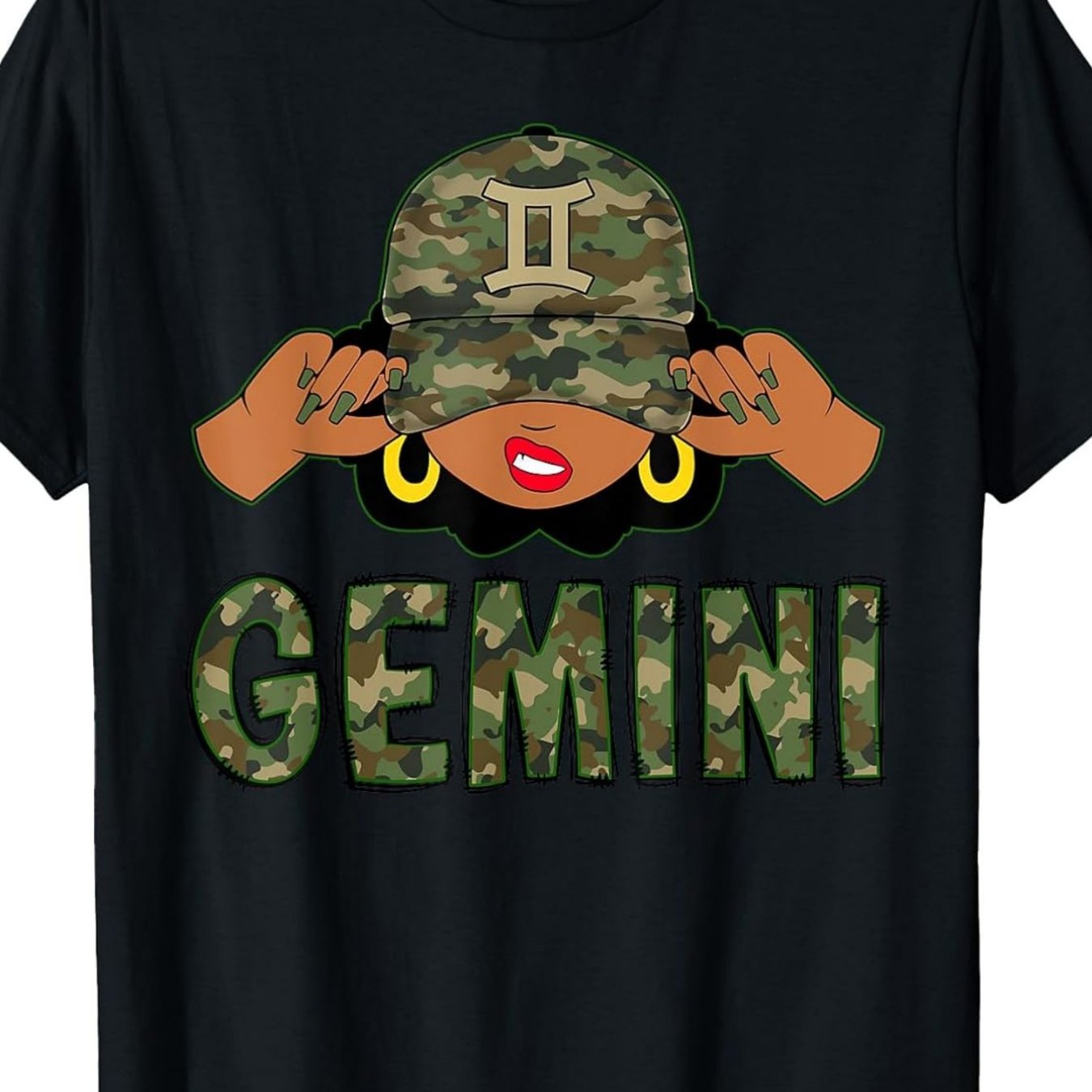 TEMU Queen With Camo Afro Girl Zodiac Tshirt Men's Plus Size Round Neck Machine Washable Gift Top For Daily Activities Crew Neck Drop Shoulder -