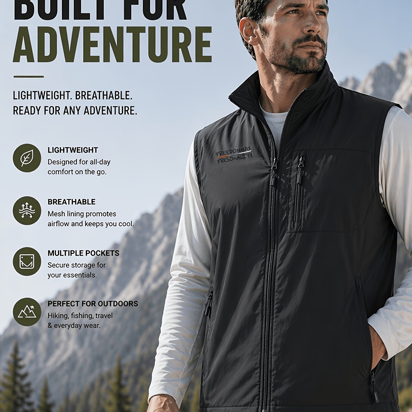 E-shop Herren Multi-Pocket Angelweste in großen Größen, lässige, lockere Outdoor-Weste zum Wandern, praktische, ärmellose Jacke für Zuhause,