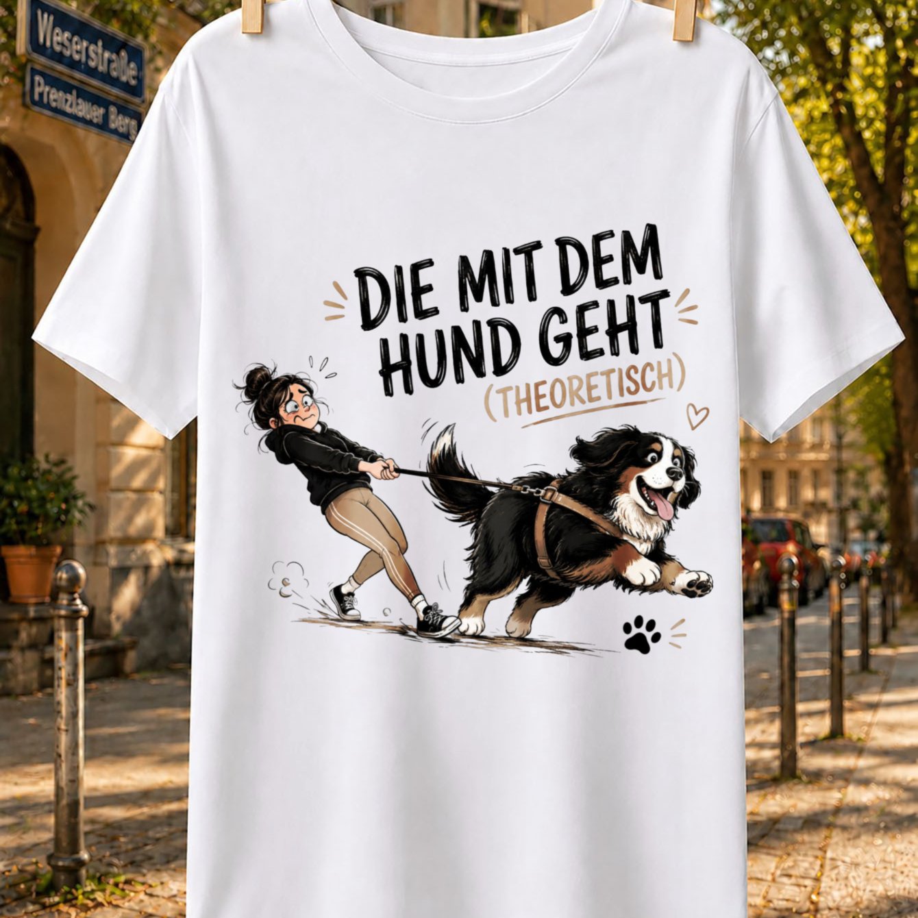 Men' Bernese Owner Humor T-shirt - German "the 1 Who The Dog" Print, Casual Round Neck Tee Suitable For Wear, Machine Washable Gift For Pet Lovers & Apparel
