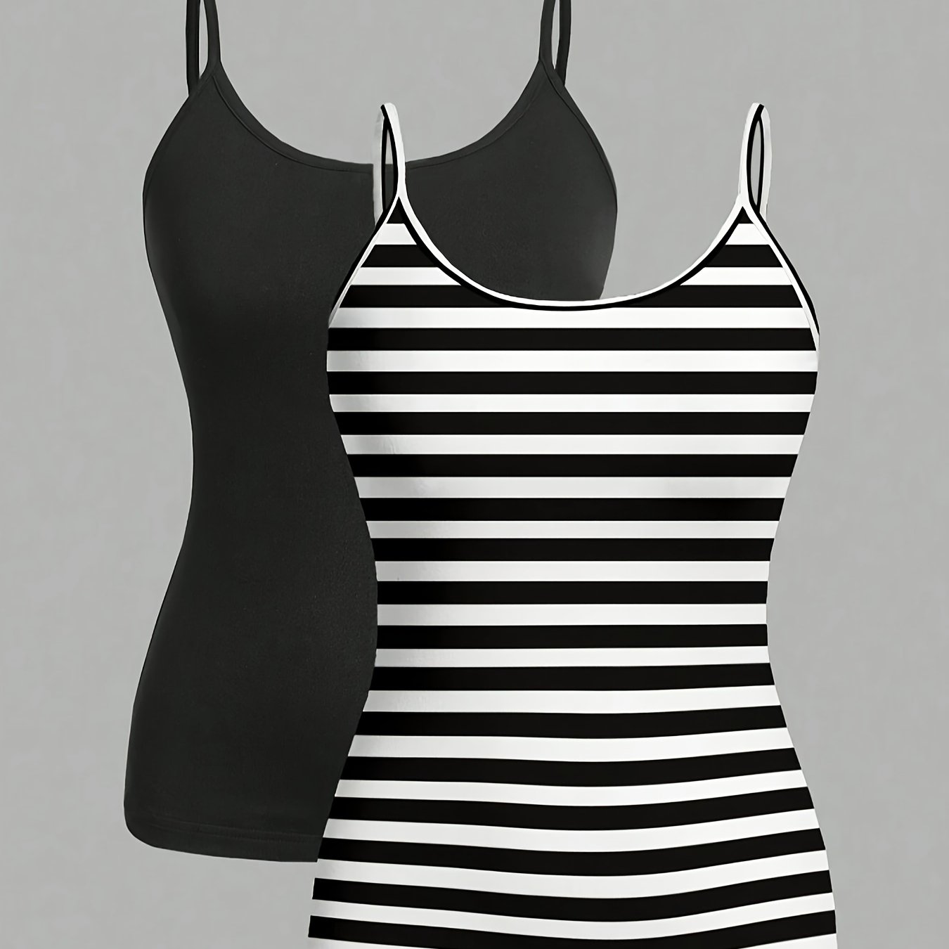 E-shop Plus Size, Damenmode Casual Vielseitiges Off-Shoulder Plus Size 95 Träger Tanktop Zweiteiler Set