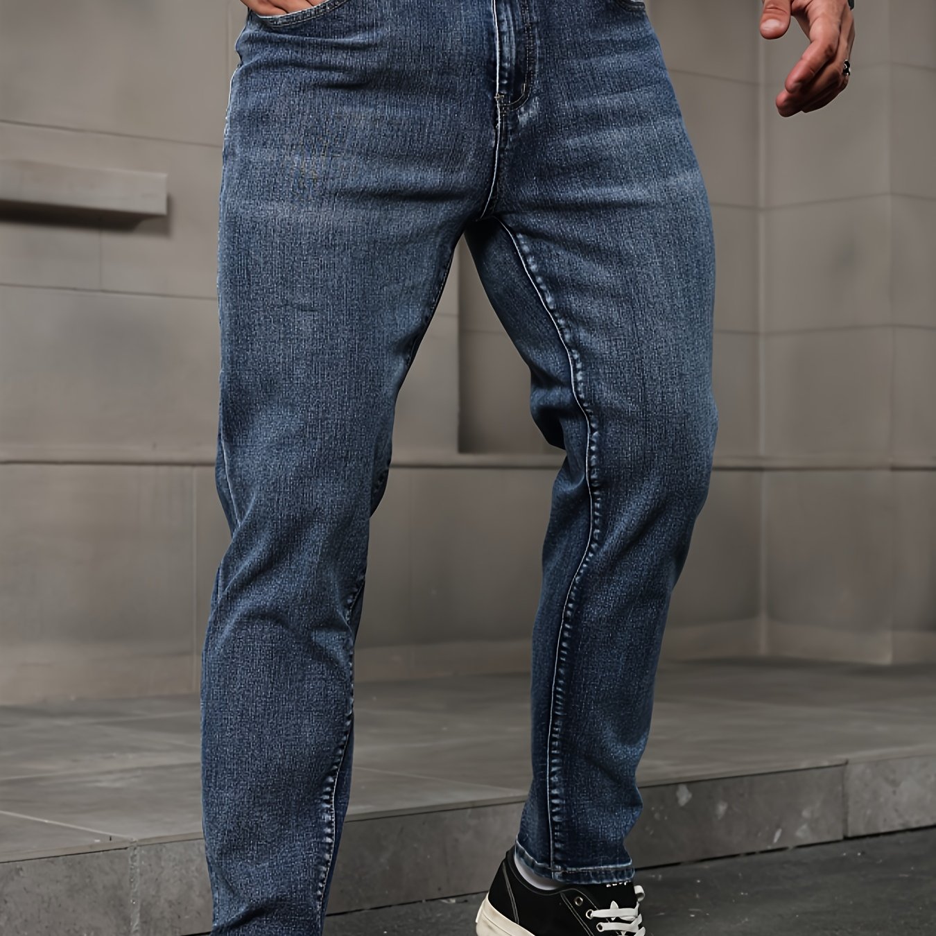 Plus-size Men's Casual Fashion Stretch Jeans, Plus Size