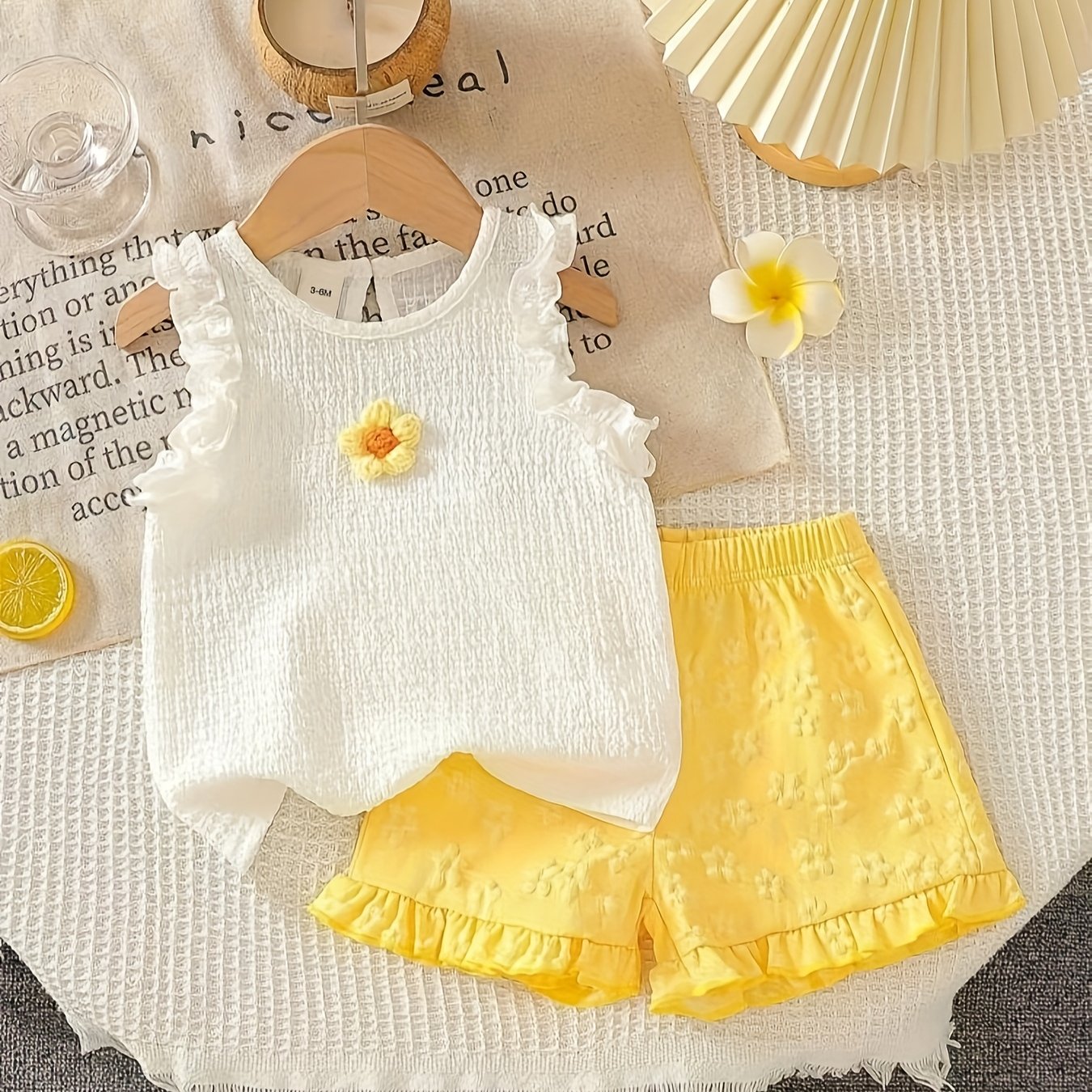 Image of New Summer Style Cute Random 3d Floral Print Sleeveless Vest Top + Shorts 2pcs Set For Girls And Baby Girls P101596, Perfect For Outdoor