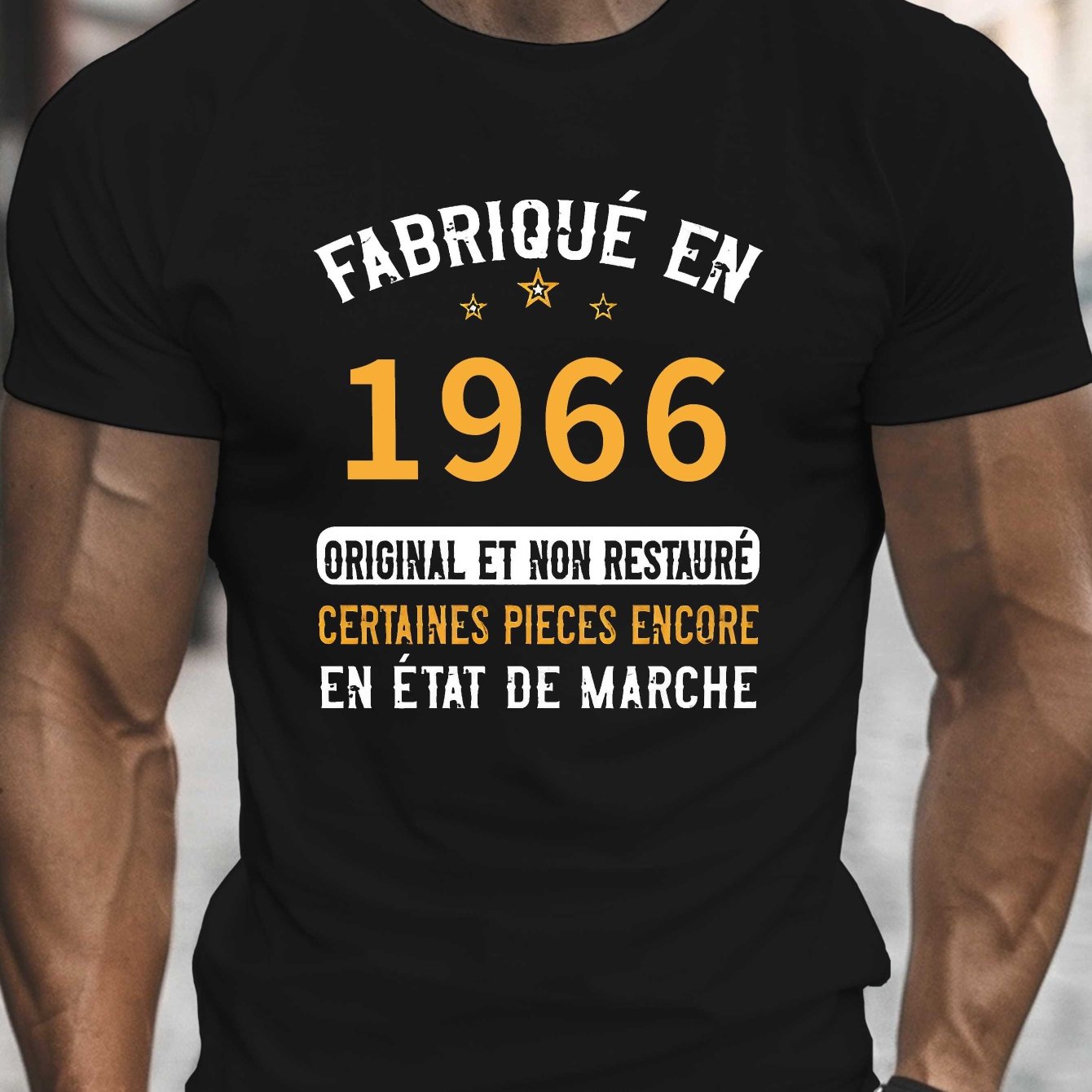 TEMU Perfect Legend T-Shirt Homme Vintage 1966 - Imprimé Français, Col Rond Manches Courtes Légères et Respirantes, Haut Décontracté Été avec Design