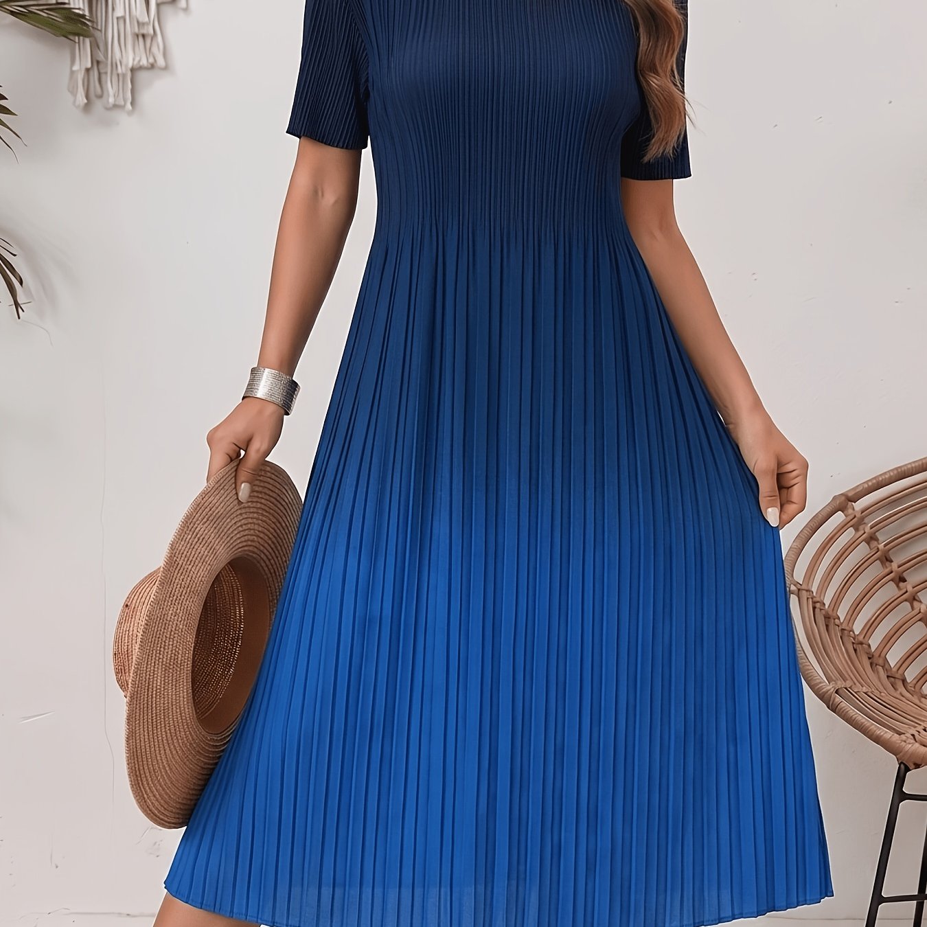 Plus Size - Plus Size - Plus Size Summer Pleated Dress