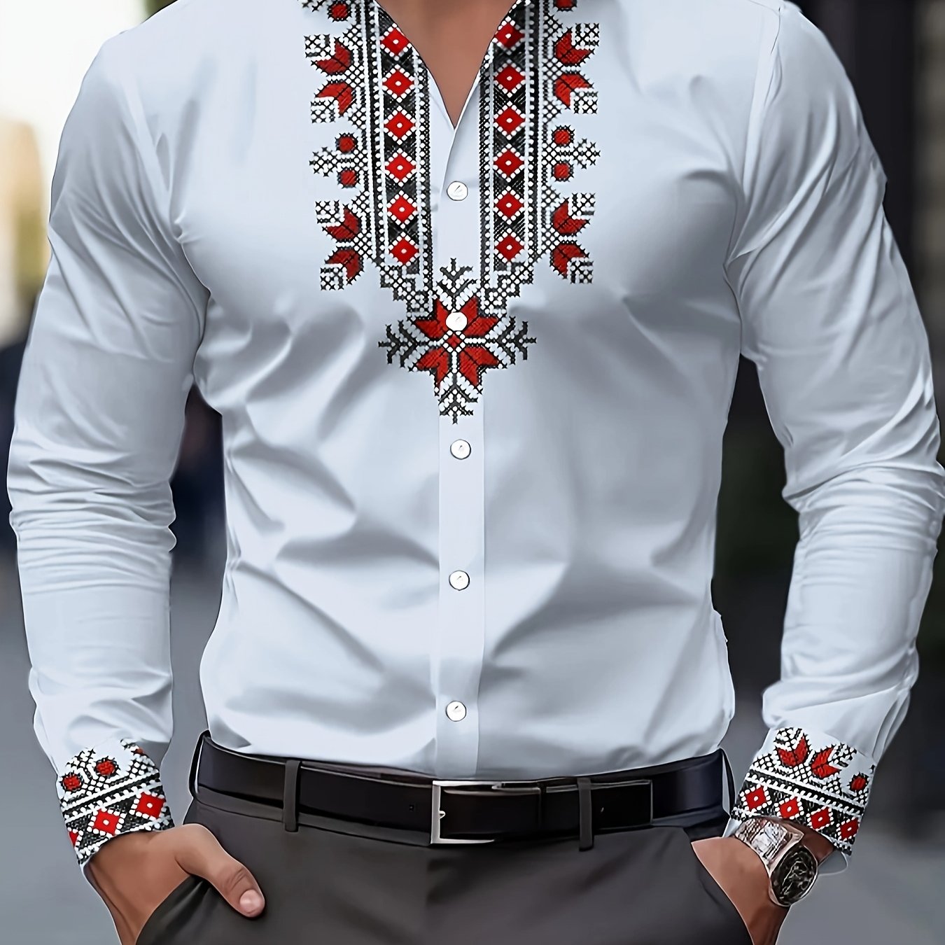 TEMU Christmas Men's Shirt With Ethnic , Casual And Breathable