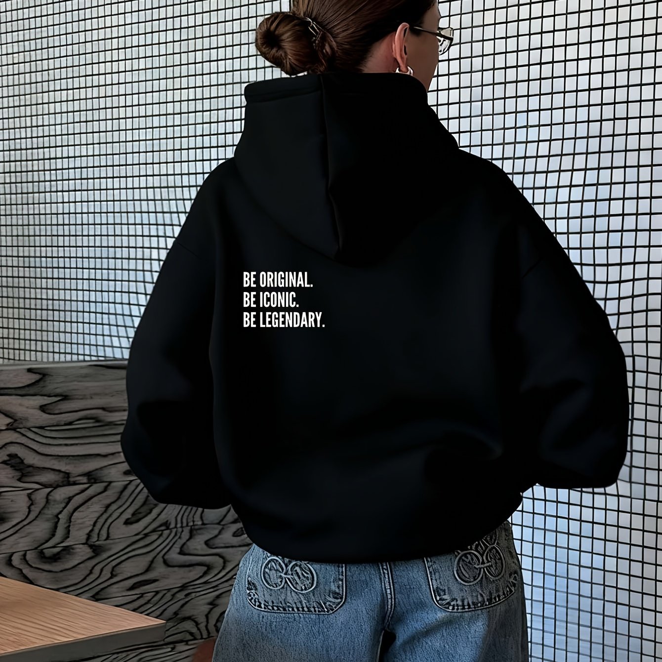 Image of Women's Casual Top, European And American Ins Retro Elegant Design Sense Fun Cartoon Sexy Dark Hot Creative Easy "" Letter Print Pattern Hooded Pullover And Velvet Sweatshirt, Loose Comfortable Top