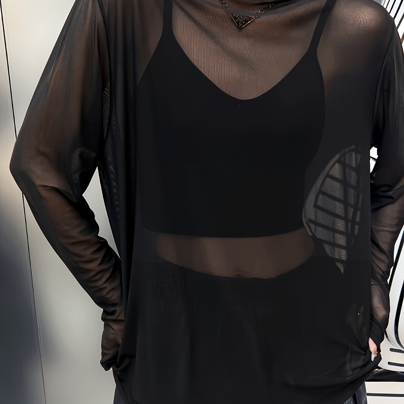 Women's Semi-sheer Mesh Round-neck T-shirt, Loose Fit, Casual And Comfortable, Breathable, Soft Material