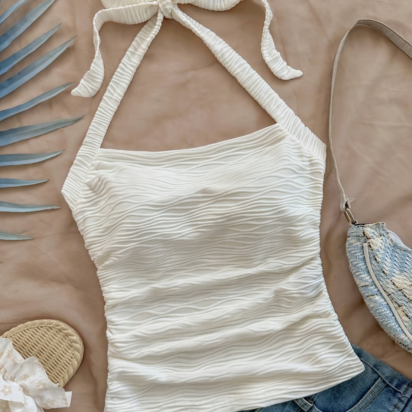E-shop Damen-Mode-Bodycon-Träger-Tanktop mit weißer Textur Spaghettiträgern