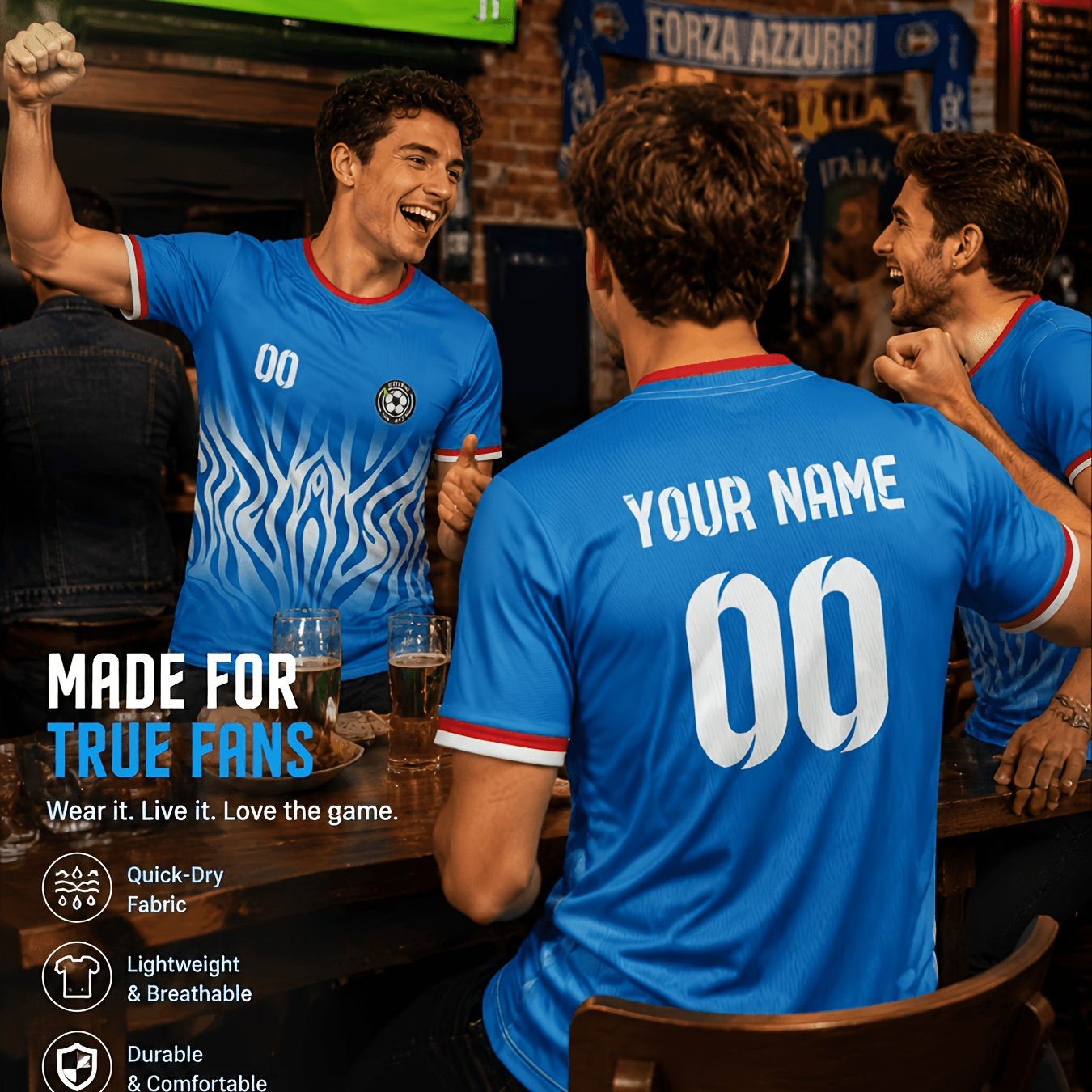 TEMU 2026 Congo Name Logo, Round Neck Football Sportswear , Breathable And Quick-drying, Personalized Party Summer Party Outdoor Leisure.