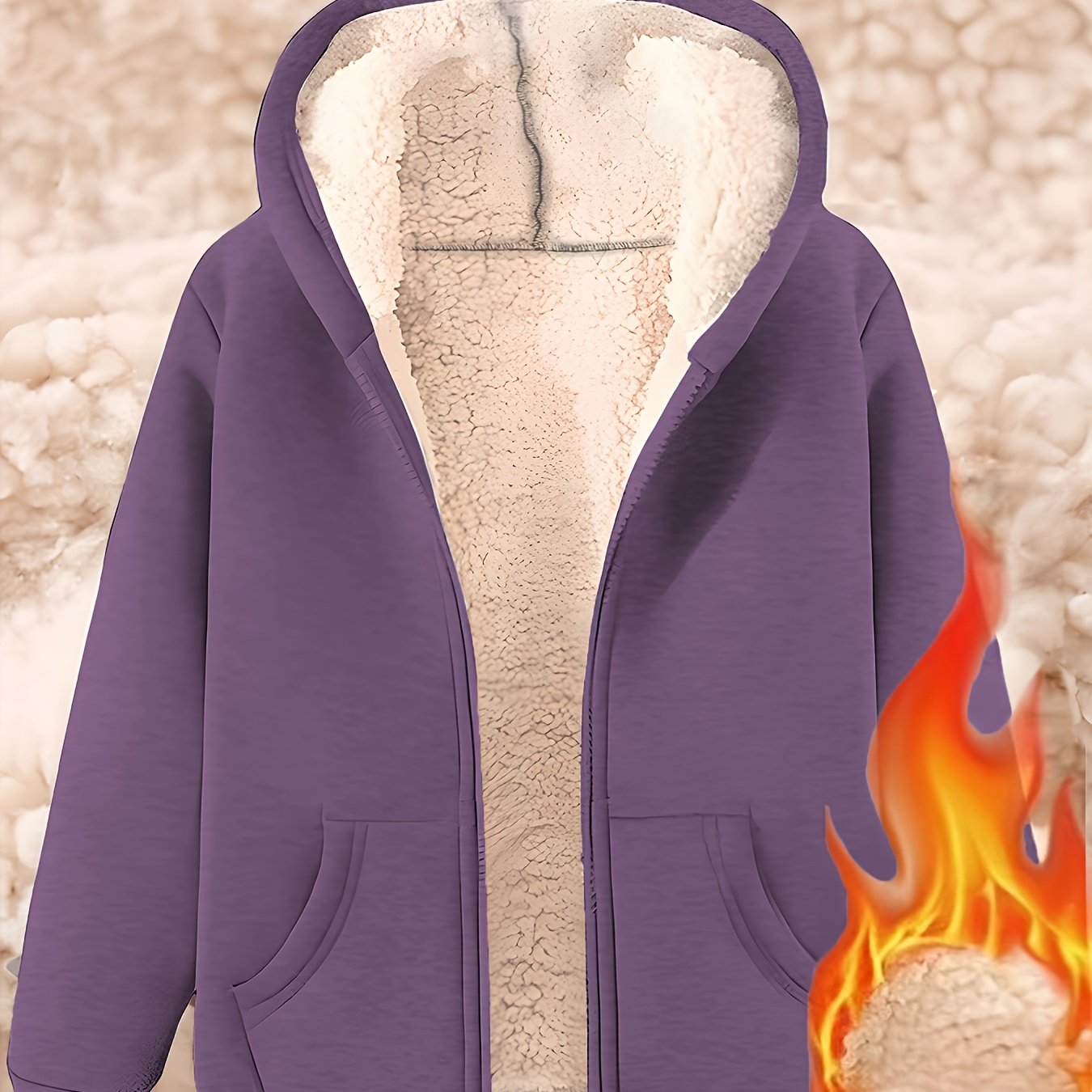TEMU [autumn Winter] Women's Plus Size Autumn Winter New Casual Warm Winter Fleece Hooded Sweatshirt Jacket
